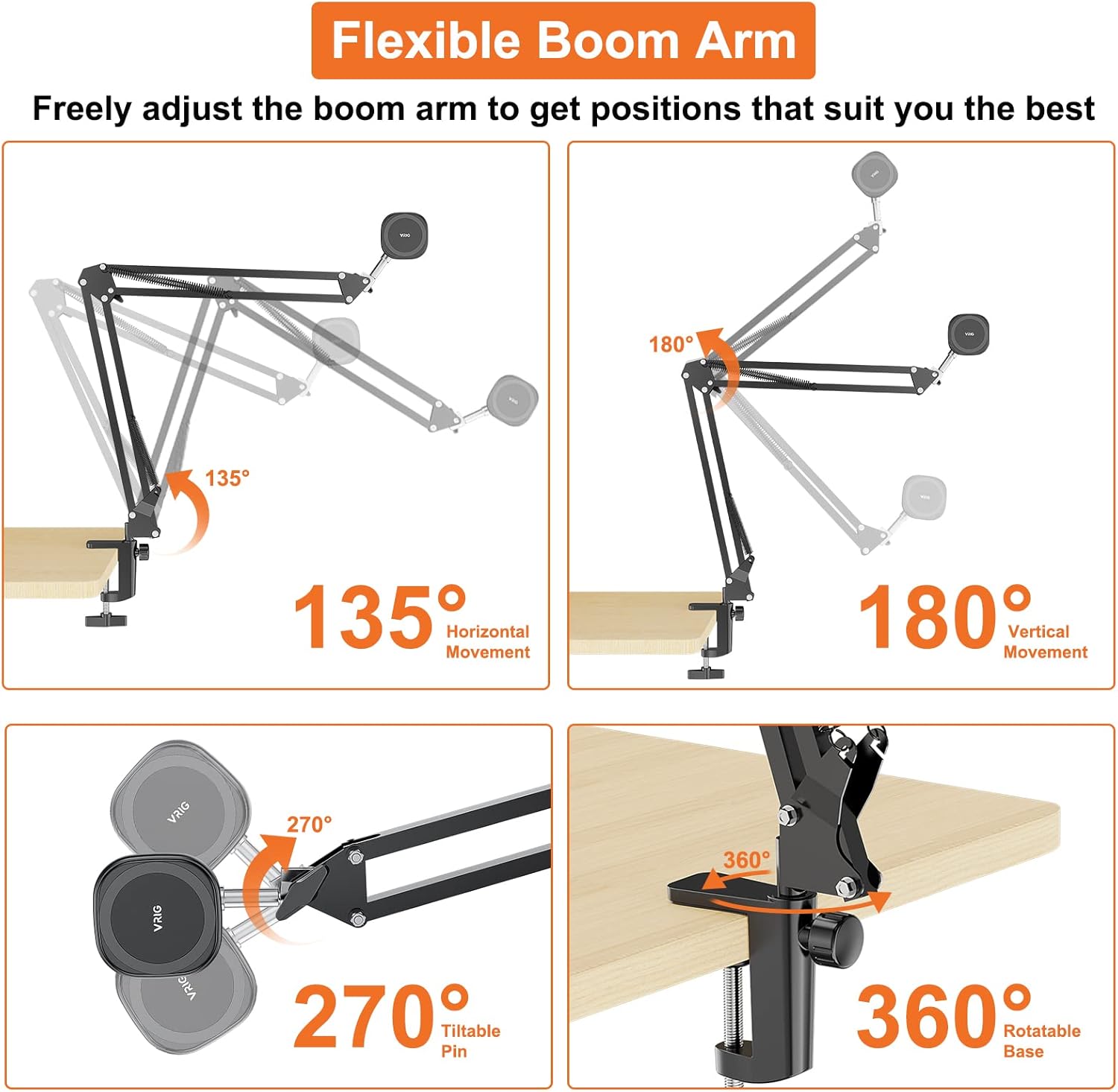 VRIG – Soporte magnético para teléfono celular para grabación de video, soporte ajustable para teléfono celular de escritorio o cama, para iPhone