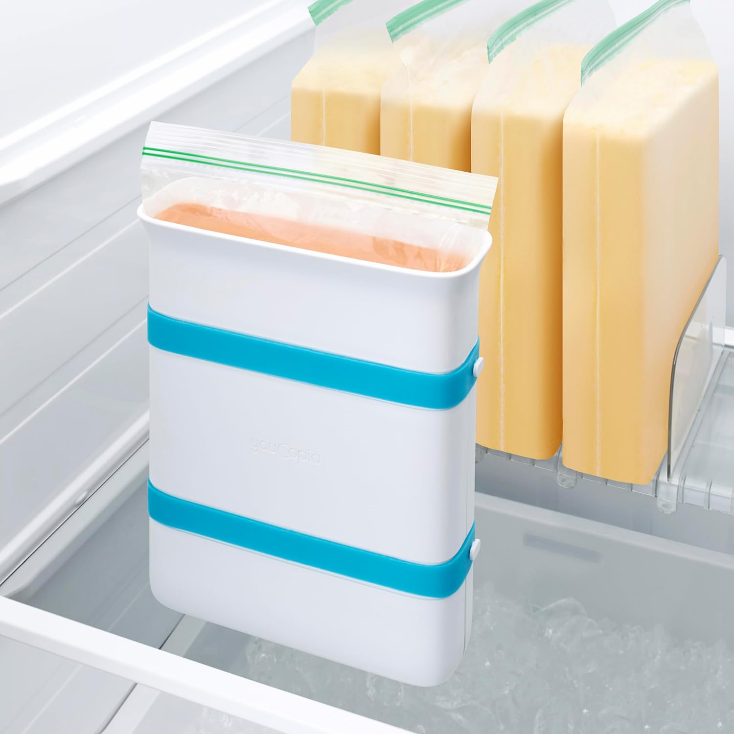 YouCopia FreezeUp – Máquina de bloques de alimentos para congelar, 6 tazas, contenedor para congelar sopa y sobras, color blanco