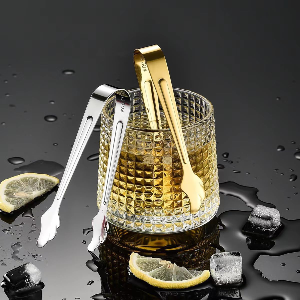 Paquete de 2 mini pinzas para aperitivo, pinzas de hielo de acero inoxidable de 4.16 pulgadas, mini pinzas para azúcar para café, bar, fiesta de té,