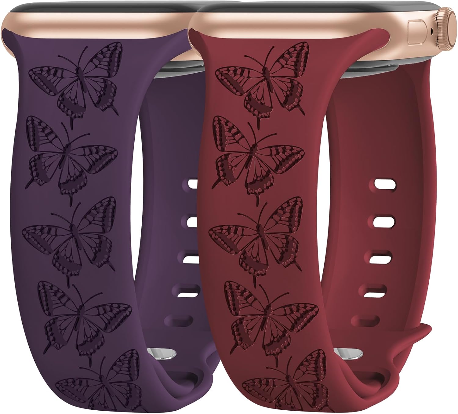 Paquete de 2 bonitas correas grabadas compatibles con Apple Watch de 1.496 in 1.575 in 1.614 in 1.732 in 1.772 in 1.654 in 1.929 in, correa de