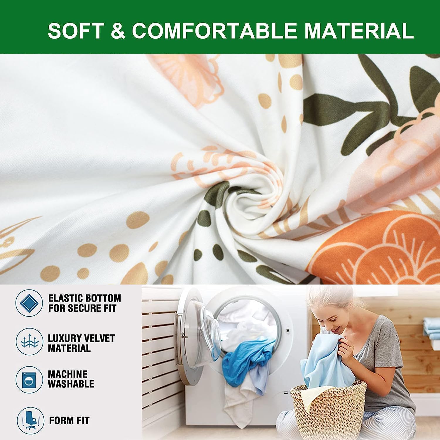FUANGUI Funda elástica para silla de oficina estampada, funda universal para silla giratoria de escritorio con cremallera, fundas para silla de