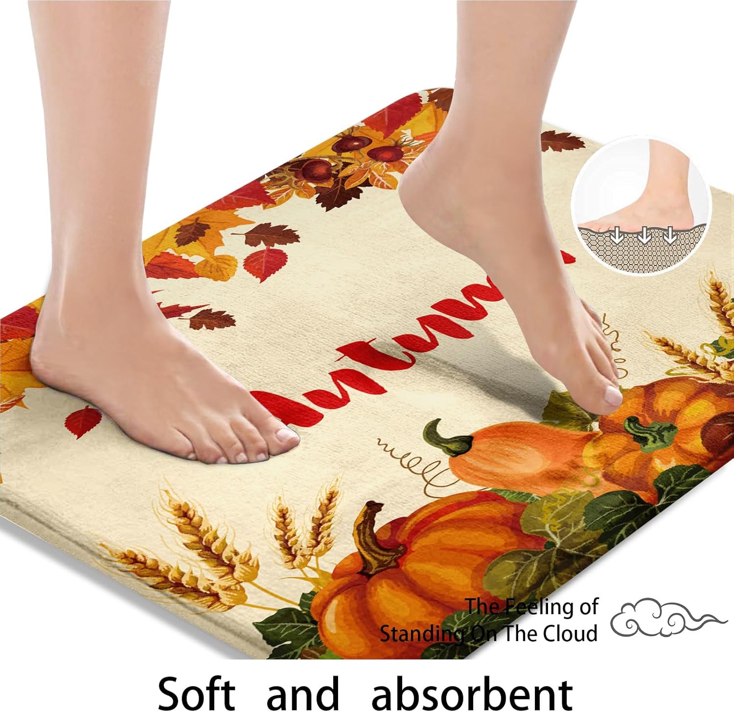 Juego de cortinas de ducha de otoño con tapa de inodoro y alfombras antideslizantes, 4 cortinas de ducha para baño, calabaza naranja, hojas de arce,