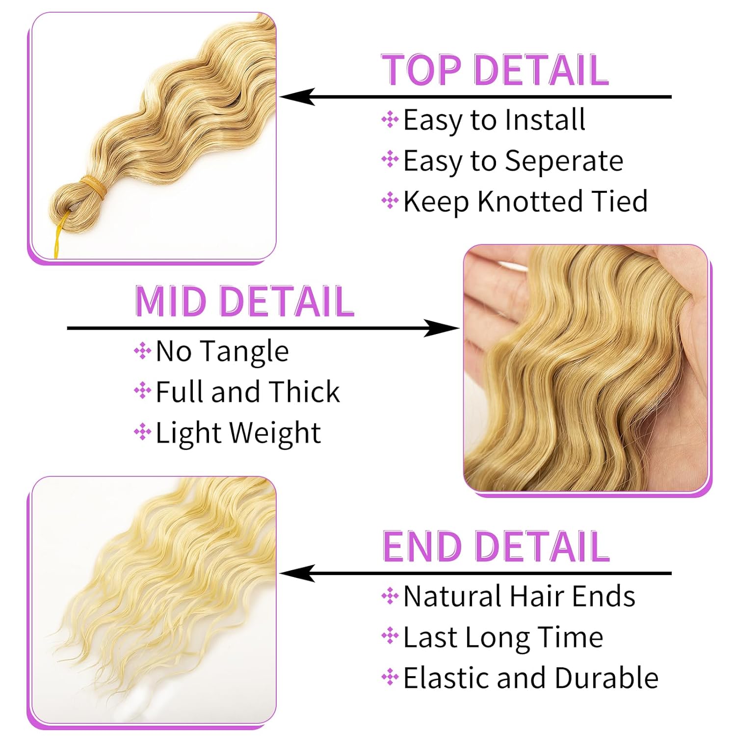 QRHSUKA Pelo de ganchillo Ocean Wave de 30 pulgadas, 7 paquetes de cabello rizado ondulado profundo para mujeres negras, trenzas de ganchillo