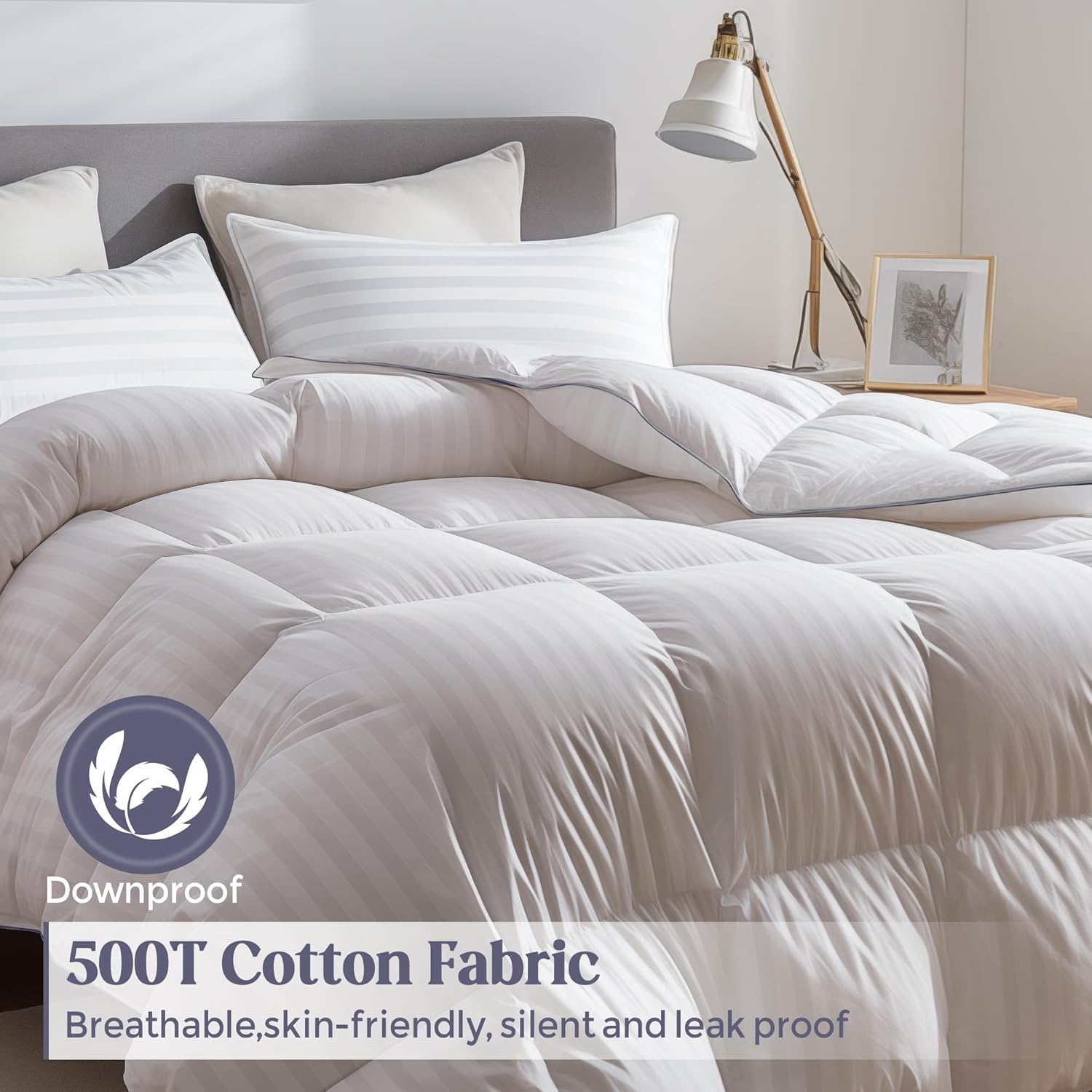 Edredón de plumón tamaño estándar, relleno de edredón para todas las estaciones, para ropa de cama, colección de hotel, edredón de plumas blancas,