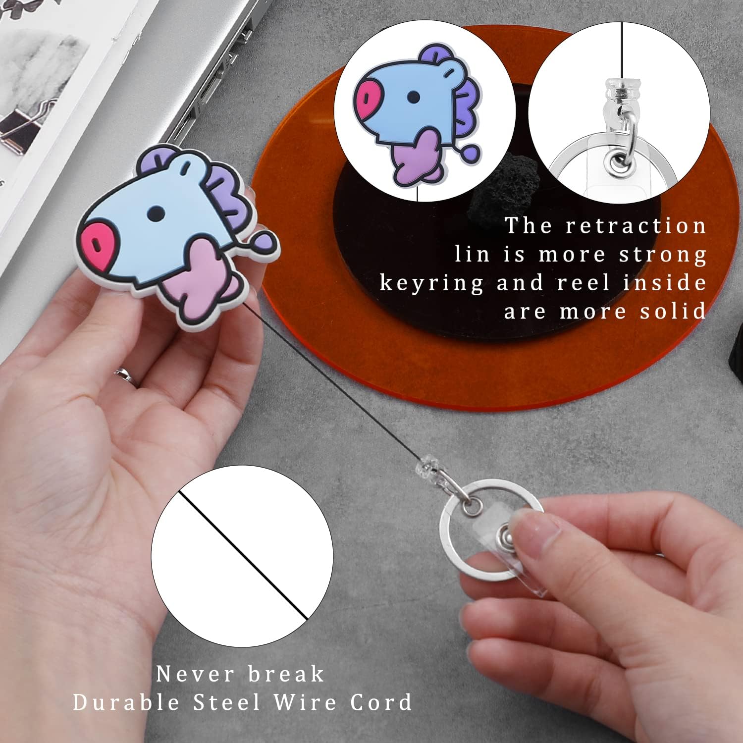 Bangtan Jimin JIN JK J-Hope V SUGA RM – Soporte para tarjetas de identificación para niños, clip retráctil con clip de cocodrilo para estudiantes,