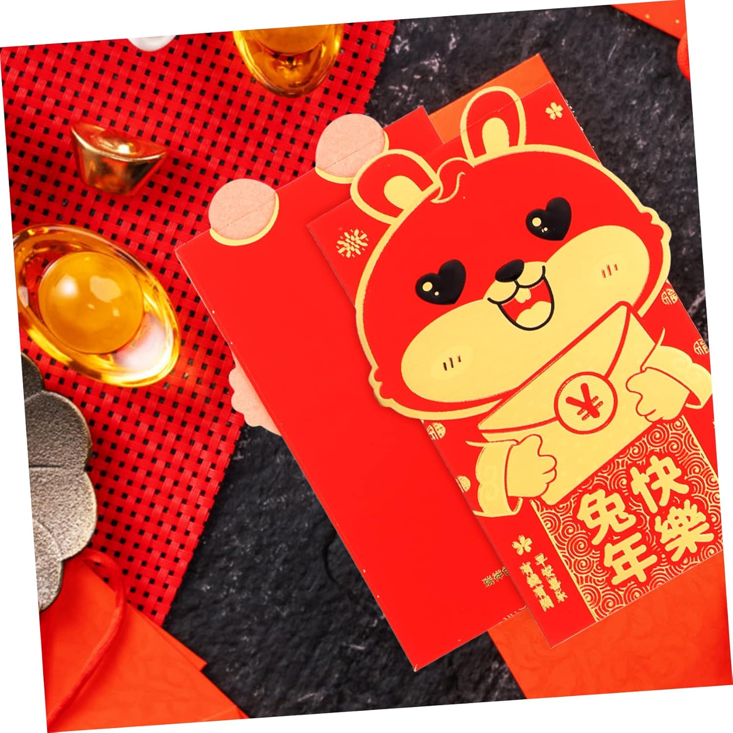 ABOOFAN 54 Pcs Year of The Rabbit Red Envelope Bag Li Xi Red Envelope Traditional Red Pocket New Year Red Envelopes Luck Money Bag Red Gifts Child