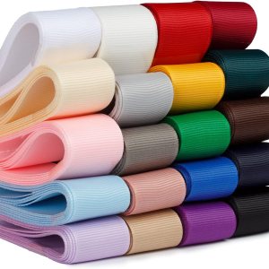 Cinta de grogrén de poliéster de 1 pulgada, 20 colores, 2 yardas x 20 colores cada uno en total de 40 yardas por paquete para manualidades, lazos Cinta de grogrén de poliéster de 1 pulgada, 20 colores, 2 yardas x 20 colores cada uno en total de 40 yardas por paquete para manualidades, lazos