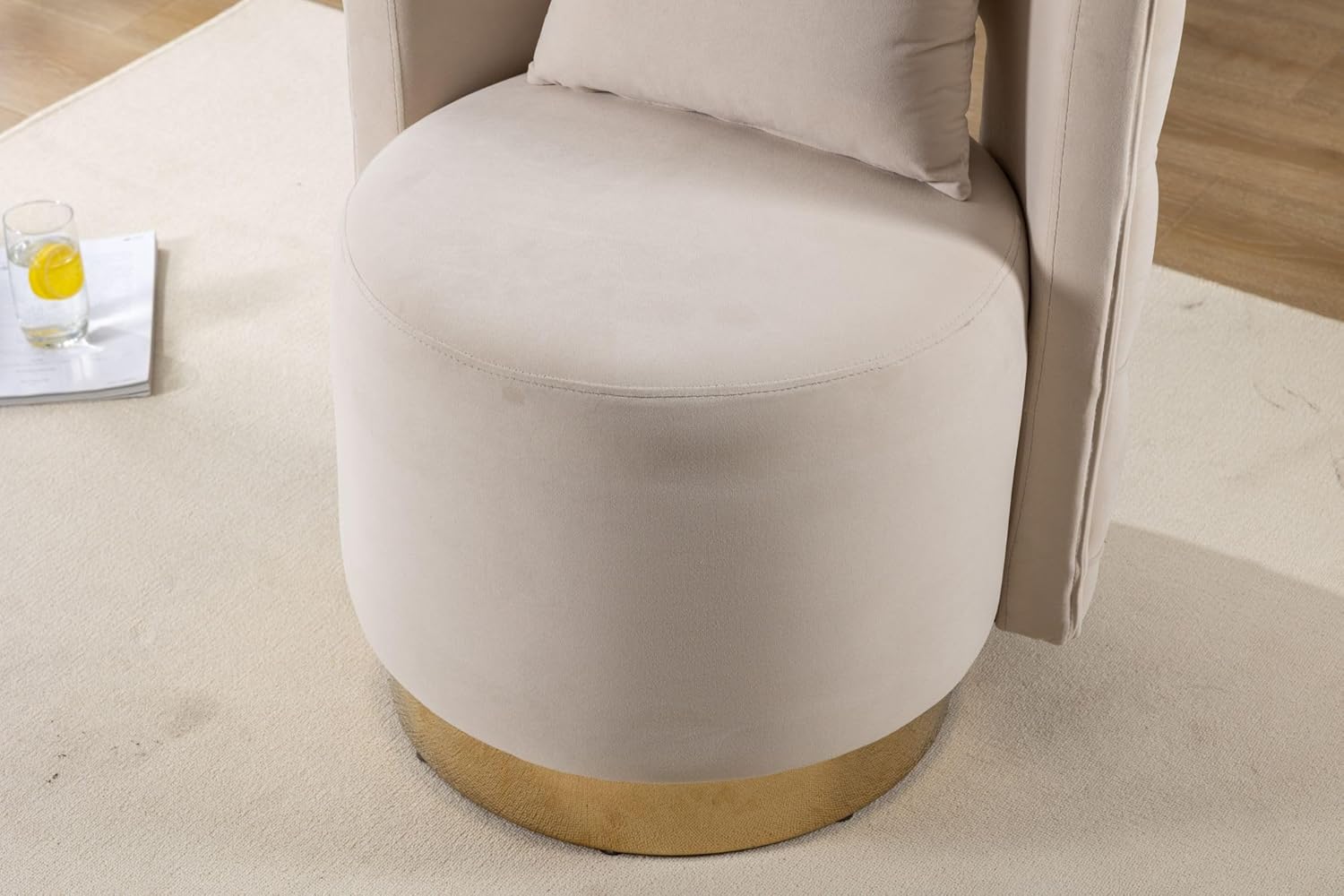 IANIYA Silla giratoria de barril de acento cómodas sillas de sala de estar y sillas decorativas para sala de estar (acolchado, beige)