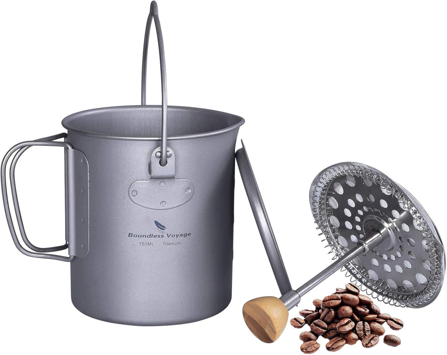 Boundless Voyage Taza de café de titanio con tapa, 25.4 fl oz  30.4 fl oz, olla de prensa francesa, 2530 fl oz, taza de campamento con filtro, olla