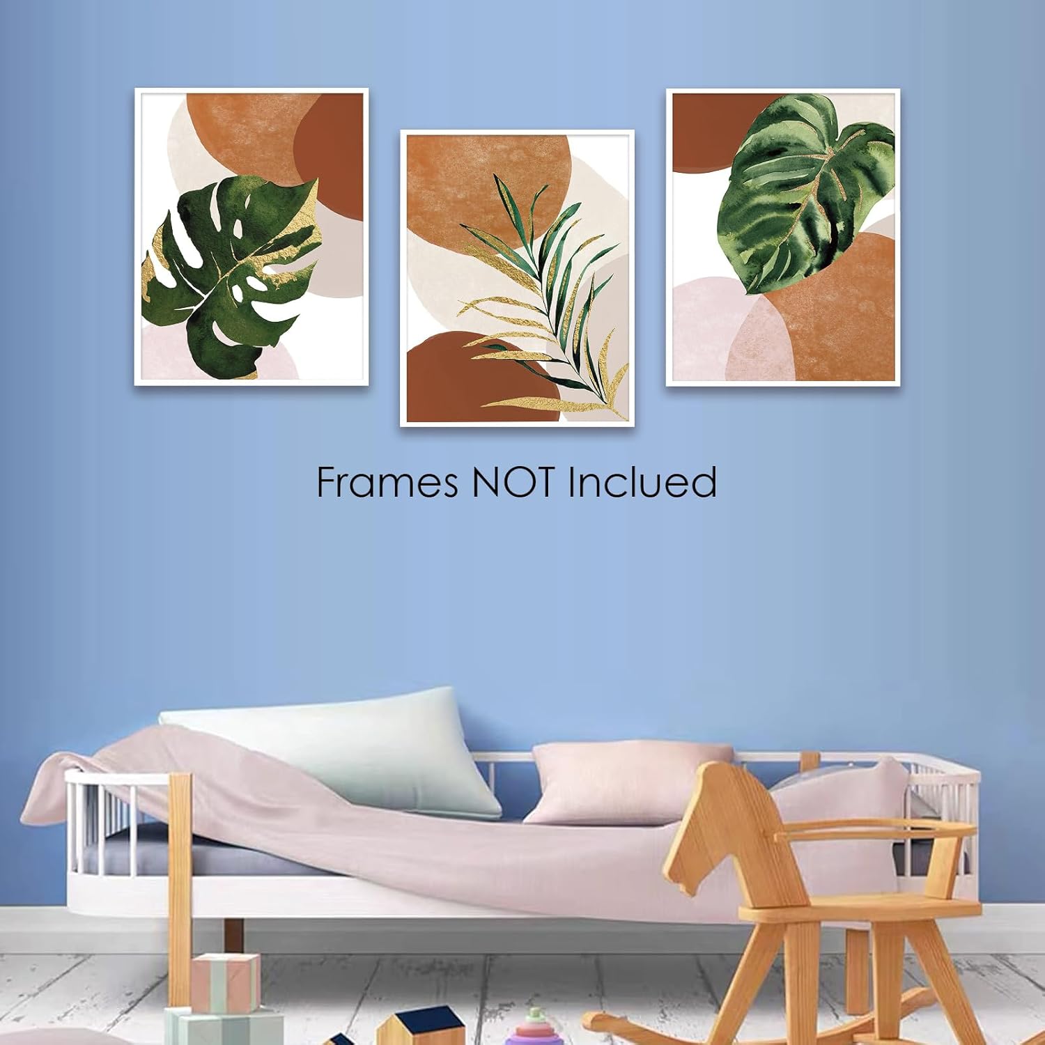3 piezas de arte bohemio para pared con hojas de palmera tropicales, sin marco, impresiones minimalistas modernas de mediados de siglo, obras de