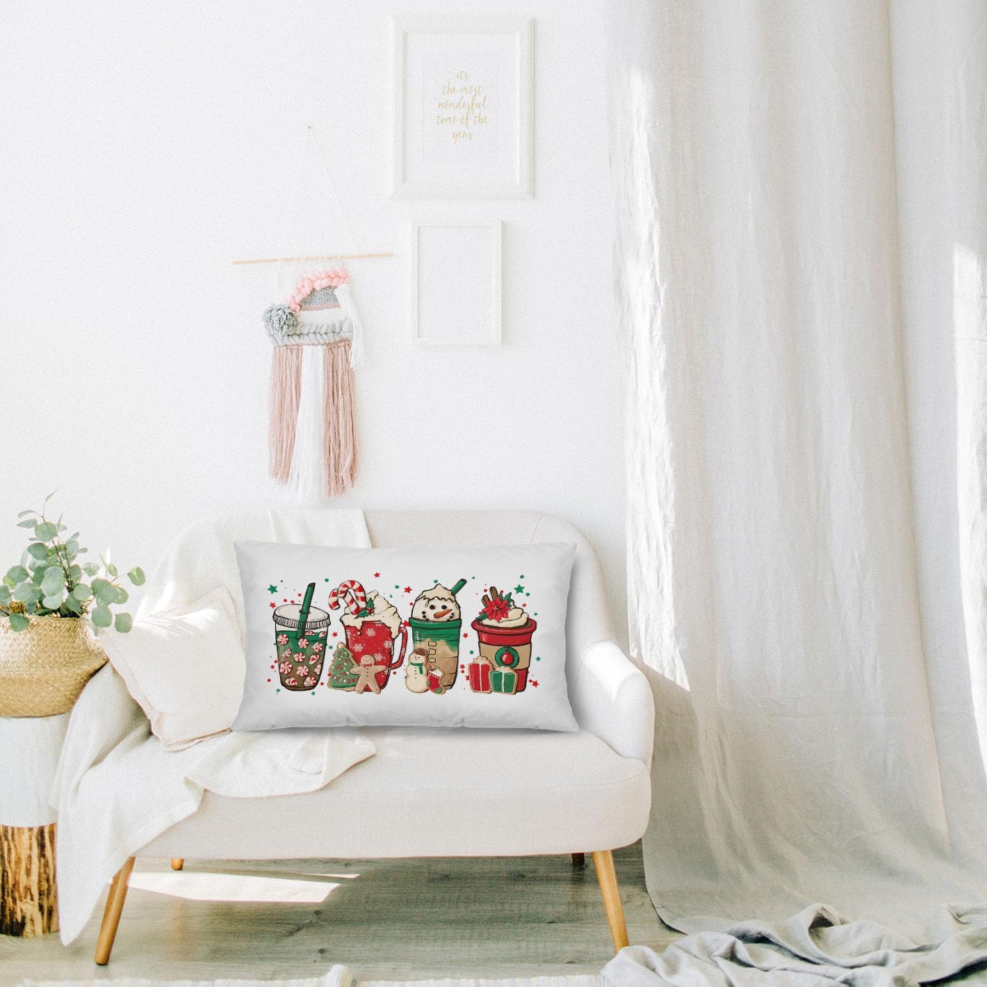 Fundas de almohada de Navidad de 12 x 20 pulgadas, fundas de almohada de Navidad para exteriores, fundas de almohada de Navidad, almohadas