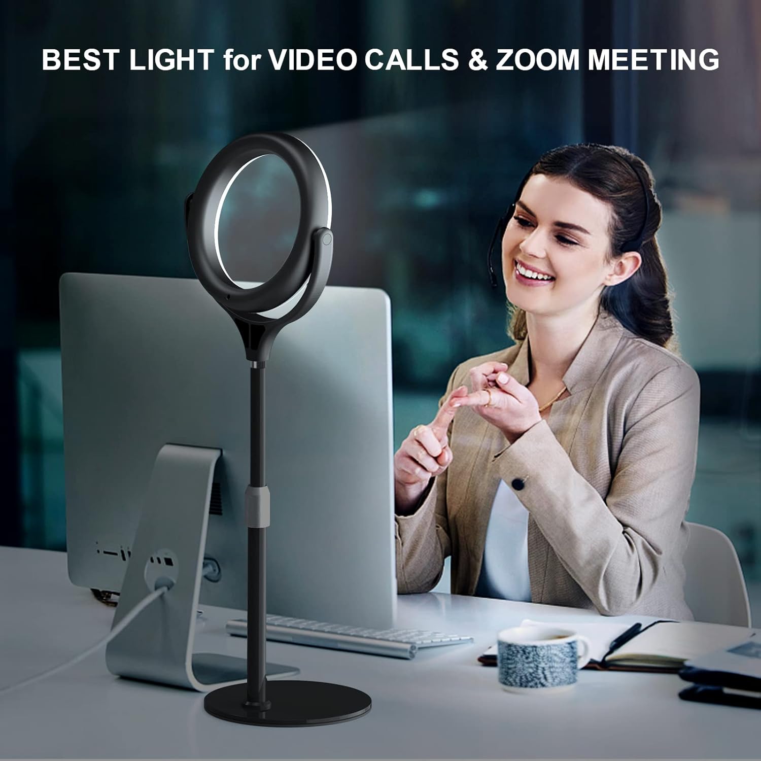 Anillo de luz para videoconferencias de computadora, reuniones de zoom y luz de llave de 10 pulgadas para fotografía de grabación de video
