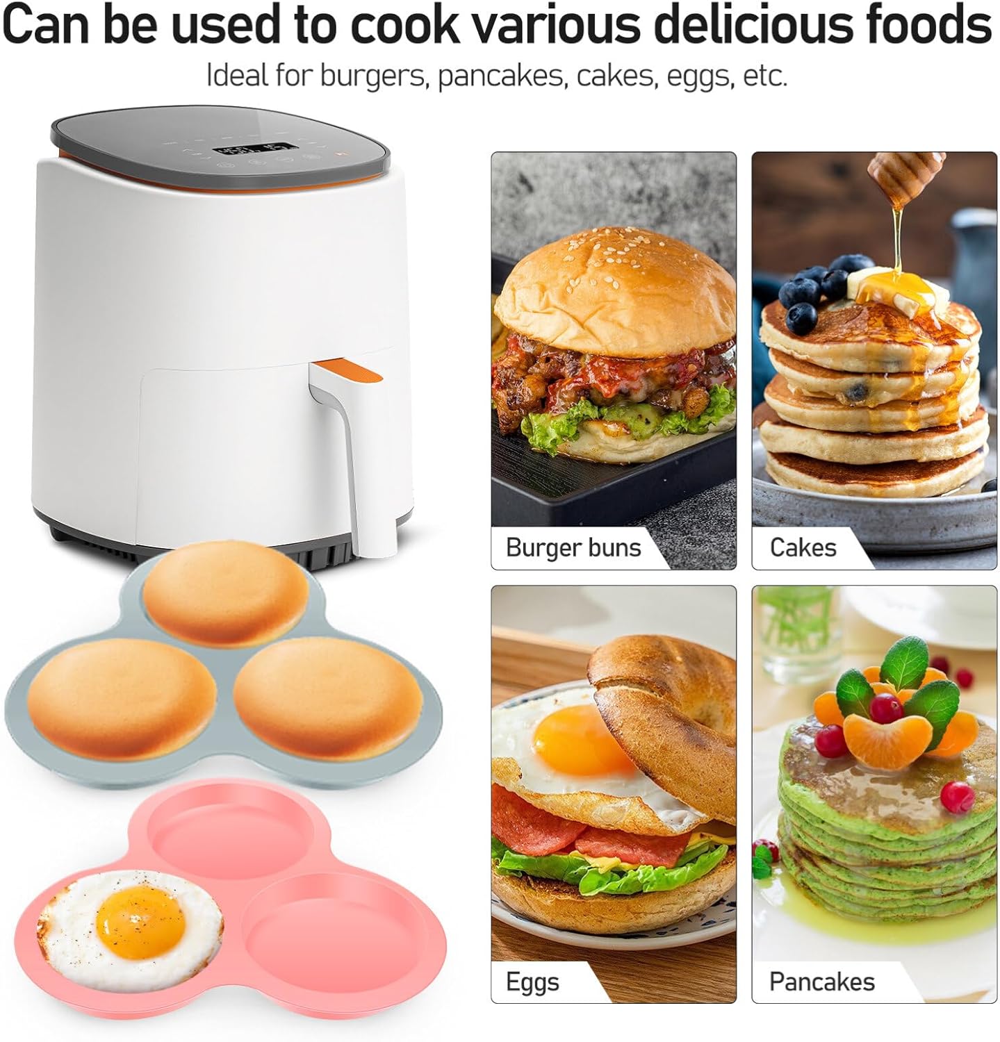 Mobestech 2 moldes de silicona para huevos, freidora de aire para bocados de huevo, moldes de silicona para muffins, moldes de chocolate, sándwiches