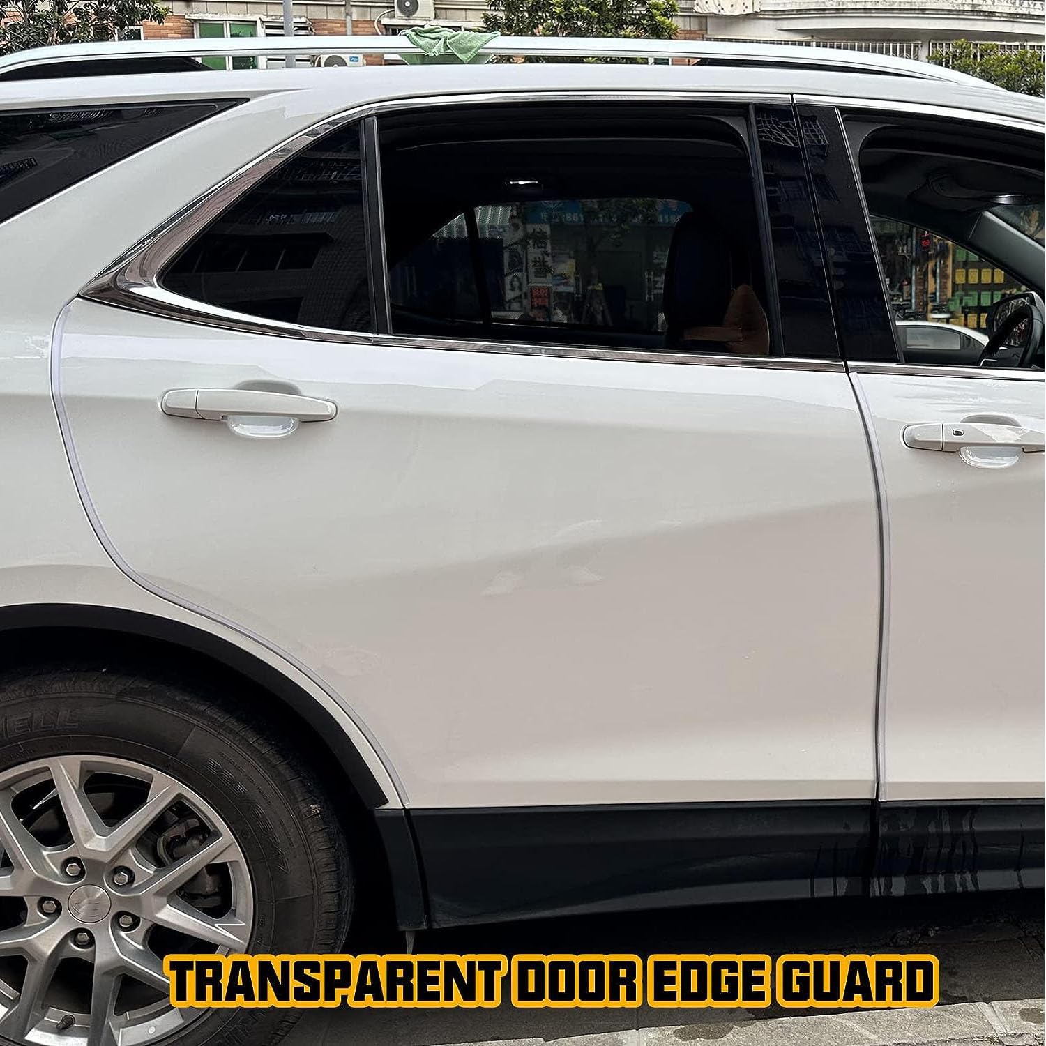 Winunite Protectores de borde de puerta de automóvil transparentes de 16.4 pies, se adaptan a la mayoría de vehículos, PVC autoadhesivo, en forma de