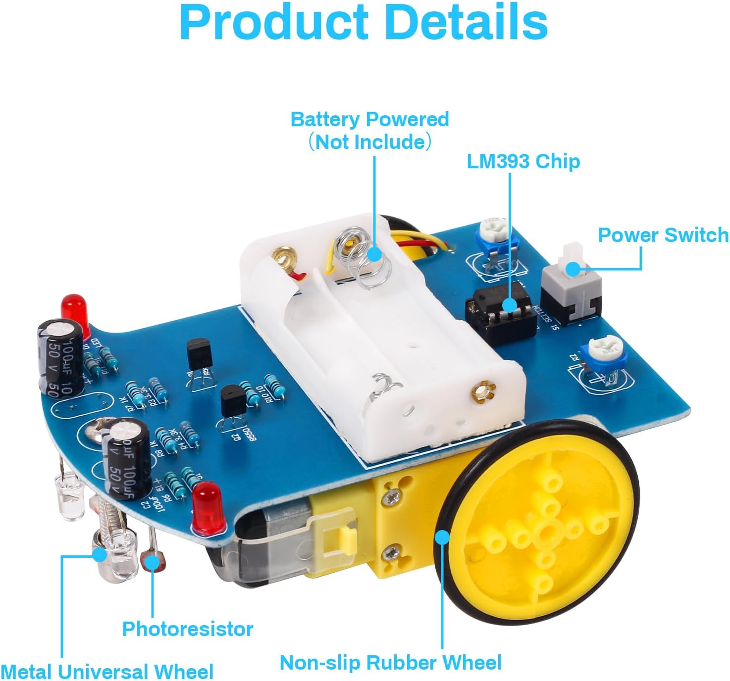 MiOYOOW Práctica de soldadura de aprendizaje electrónico Kit de bricolaje Smart Car TT Motor Soldadura Kits Línea Siguiente Robot Principiantes DIY