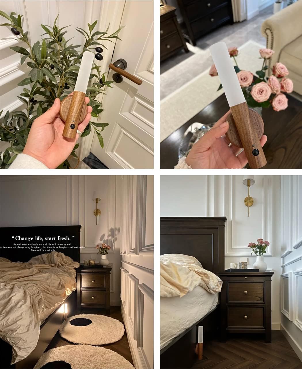 Aplique de pared portátil inteligente con pilas, luz nocturna con sensor de movimiento, luces magnéticas recargables para sala de estar, dormitorio,