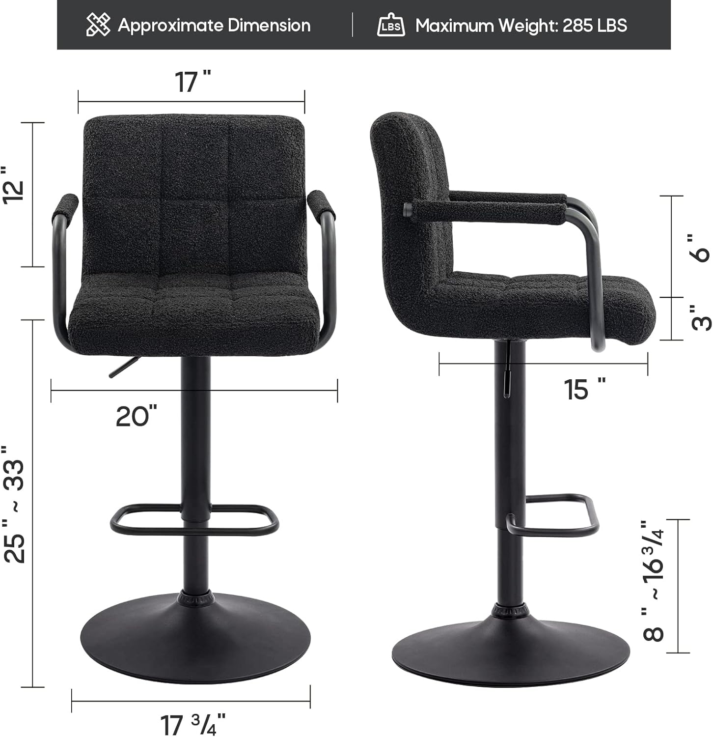 Furnimart Taburete de bar tapizado de sherpa artificial de 30 pulgadas, taburetes de bar ajustables, taburetes de bar giratorios de diseño moderno,