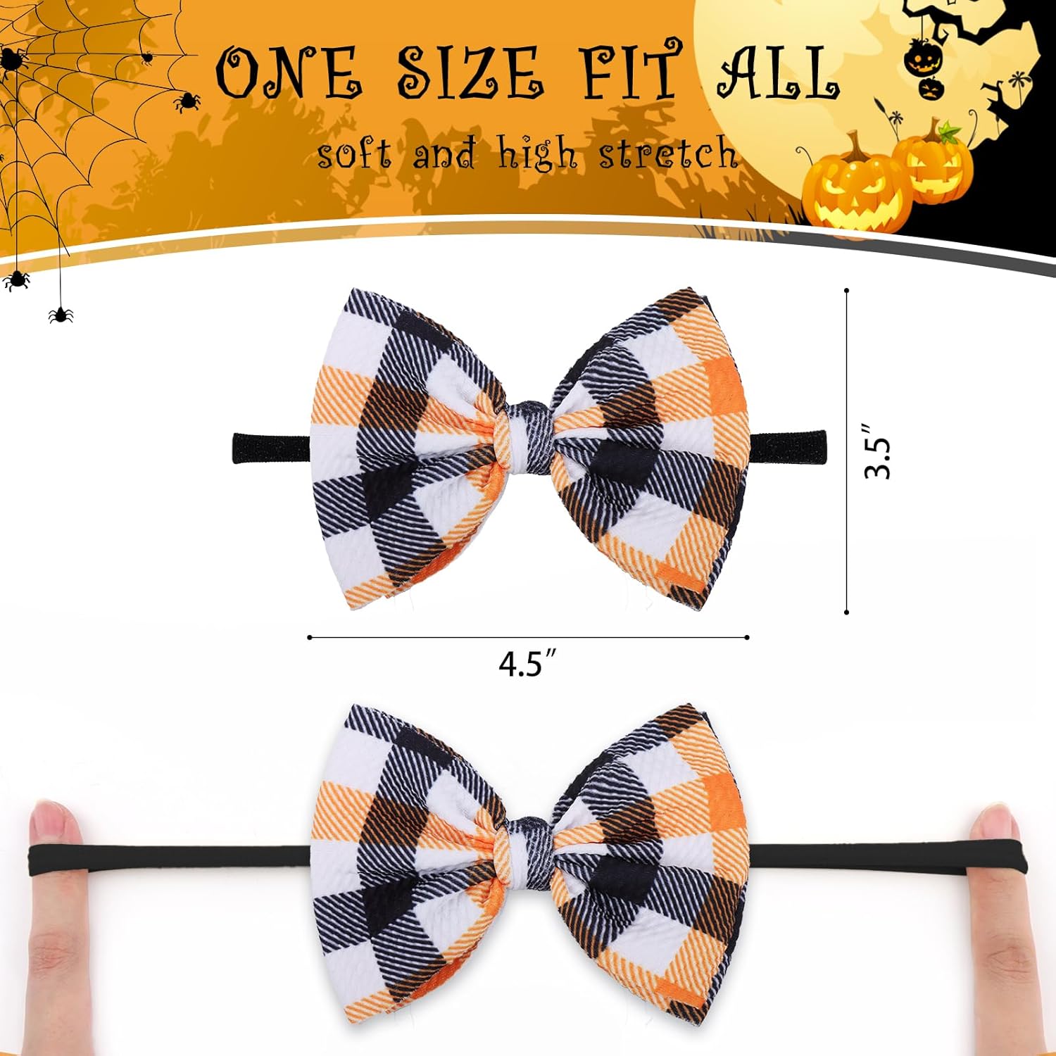 YanJie Diadema anudada para mujer, banda ancha antideslizante para Halloween, lazos para el cabello, accesorios para el cabello de bebé, aros