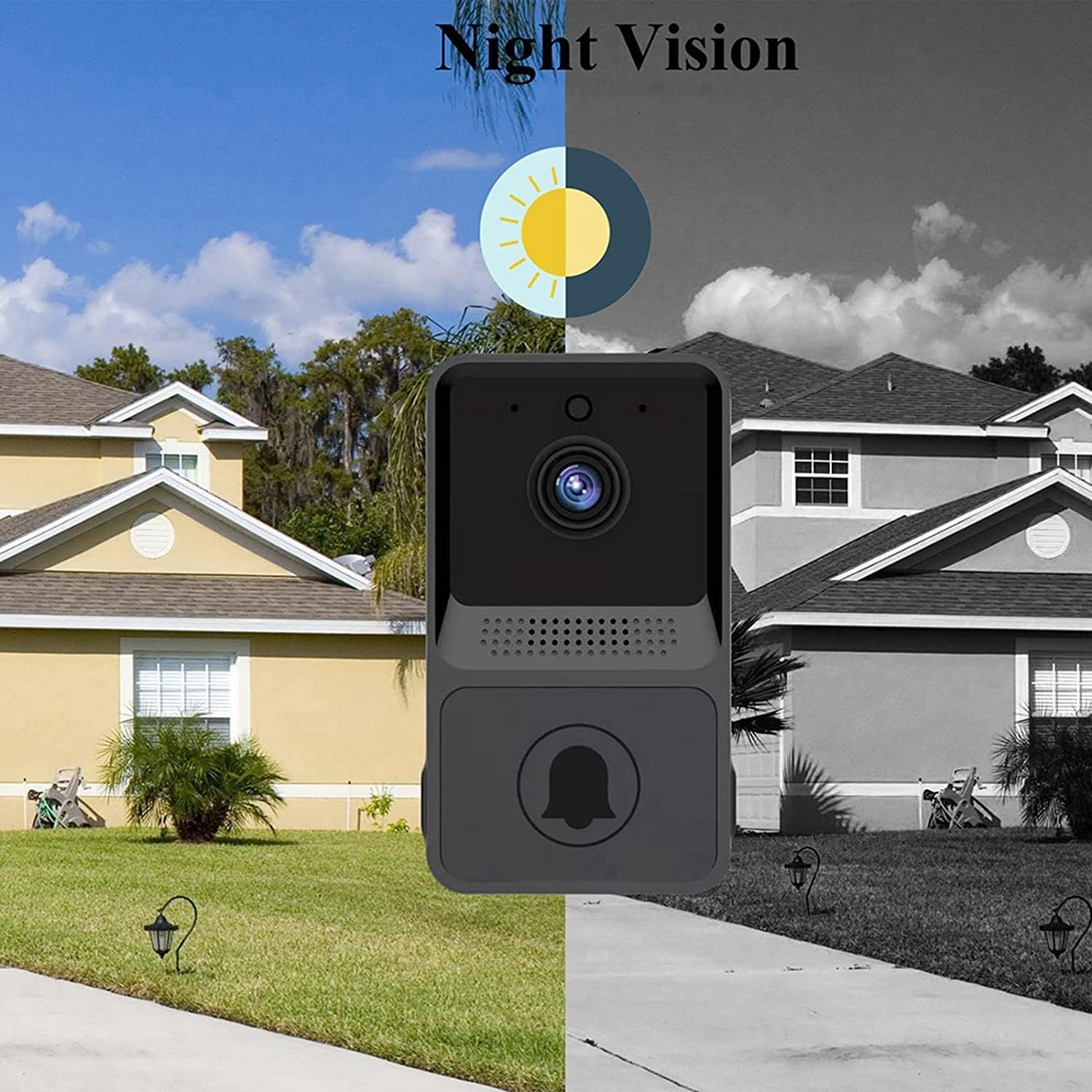TEDATATA Timbre de video WiFi, timbre inalámbrico para el hogar, visión nocturna, con batería de litio recargable, par con aplicación para usar