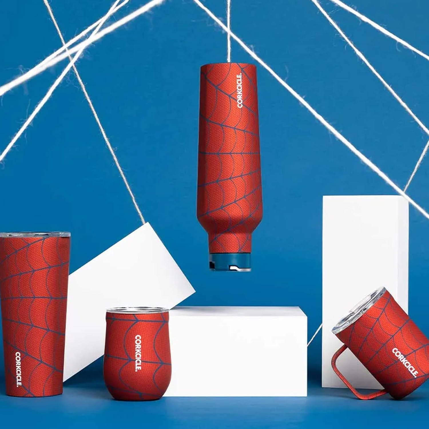 Corkcicle x Marvel Spider-Man – Juego de vaso de vino aislado sin tallo, 12 onzas, copa de vino de acero inoxidable mantiene las bebidas frías