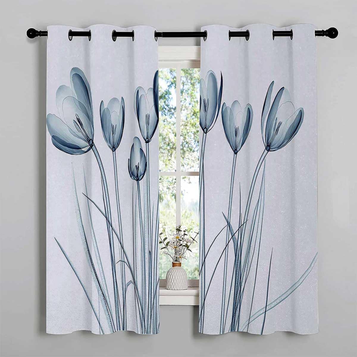 YANFENQI Cortina para Dividir Habitacion Flower Grommet Short Door Alternatives Cortinas para Ventanas De Cuarto 72Inch Width by 72Inch Length,2