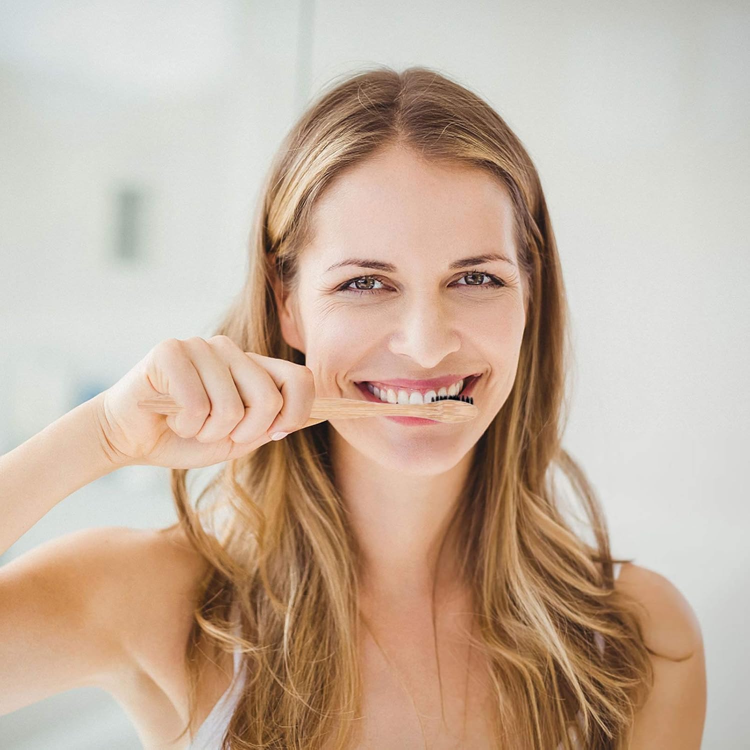 Healifty Juego de cepillo de dientes de bambú 6pcs Cepillo de dientes Cepillo de dientes Cerdas naturales ecológicas