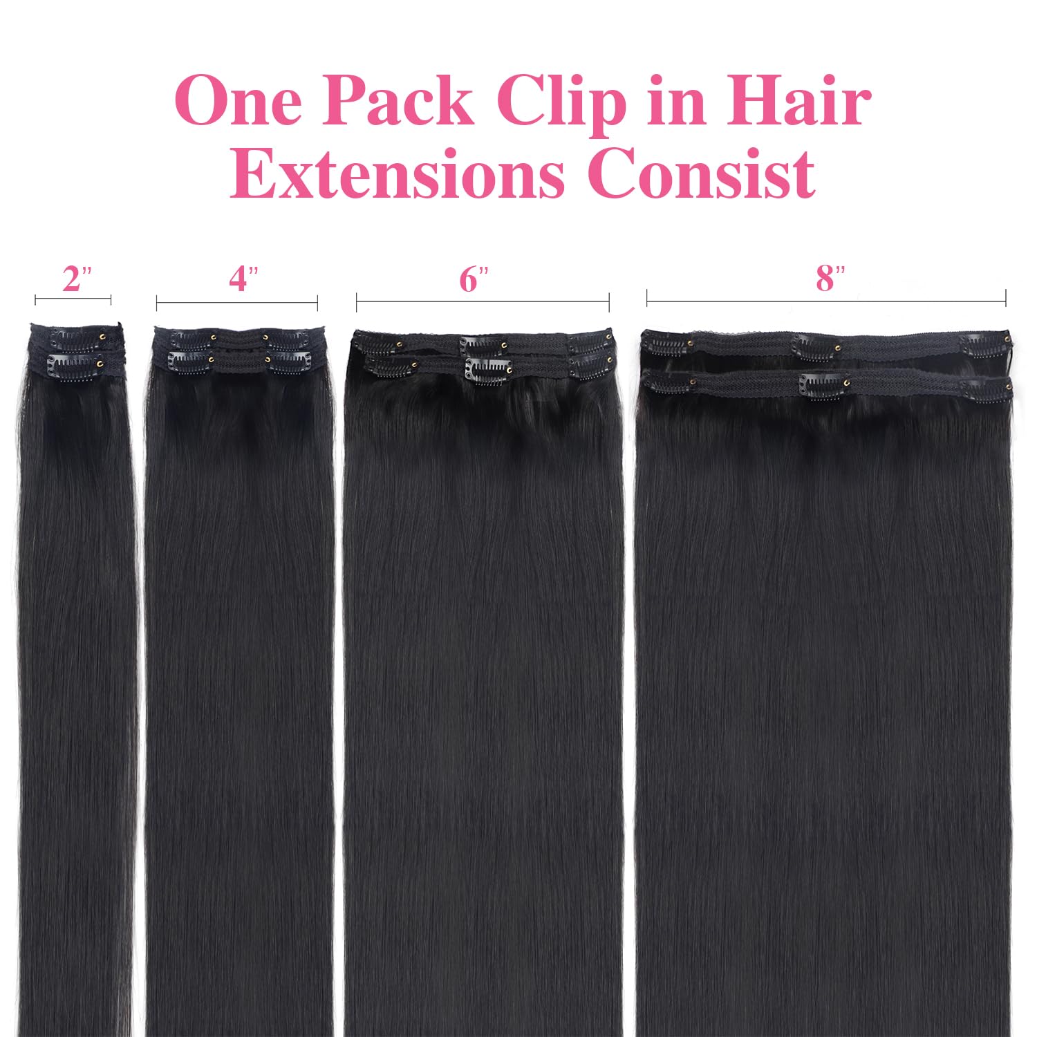 Extensiones de cabello humano lacio con clip, para mujeres negras, 100% sin procesar, cabello virgen brasileño con clip, sin costuras, 8 piezas con