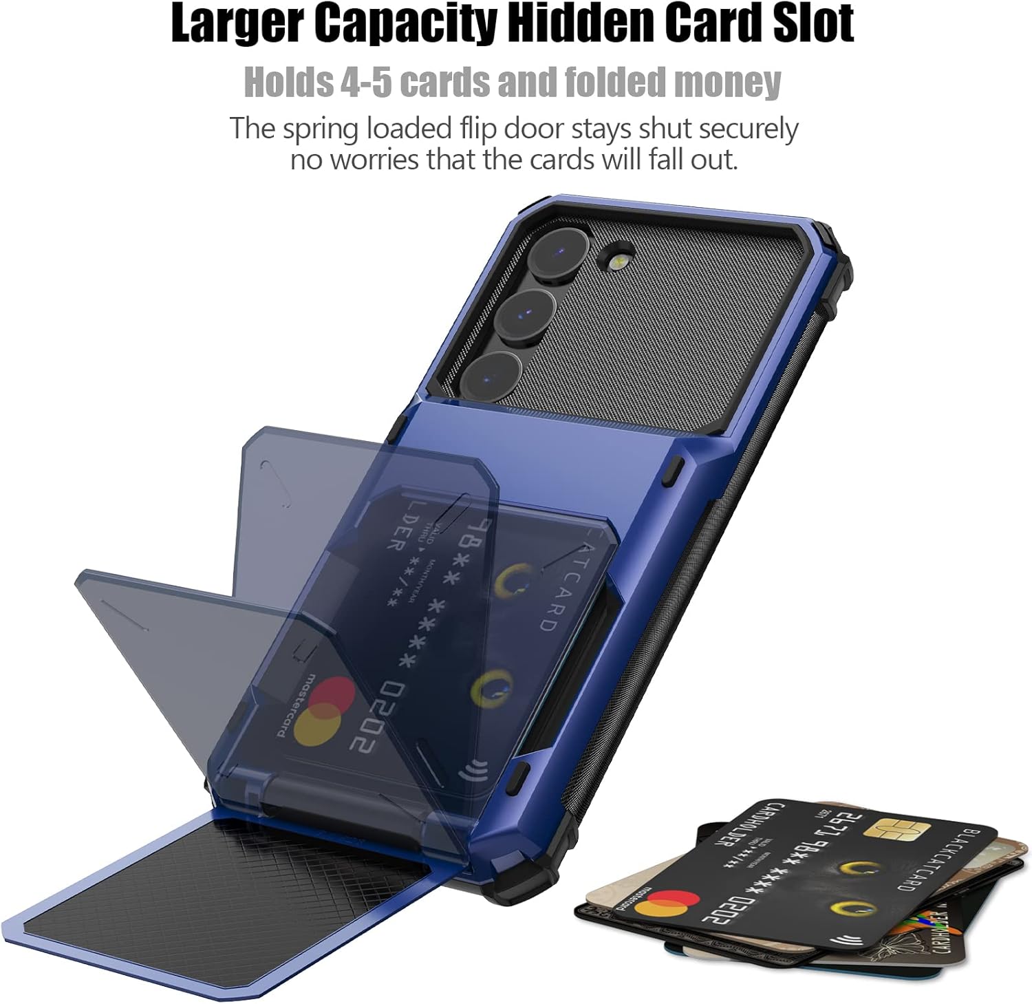 Nvollnoe Funda para Samsung S23 Plus con tarjetero almacena 5 tarjetas Funda de doble capa resistente a prueba de golpes para Samsung Galaxy S23