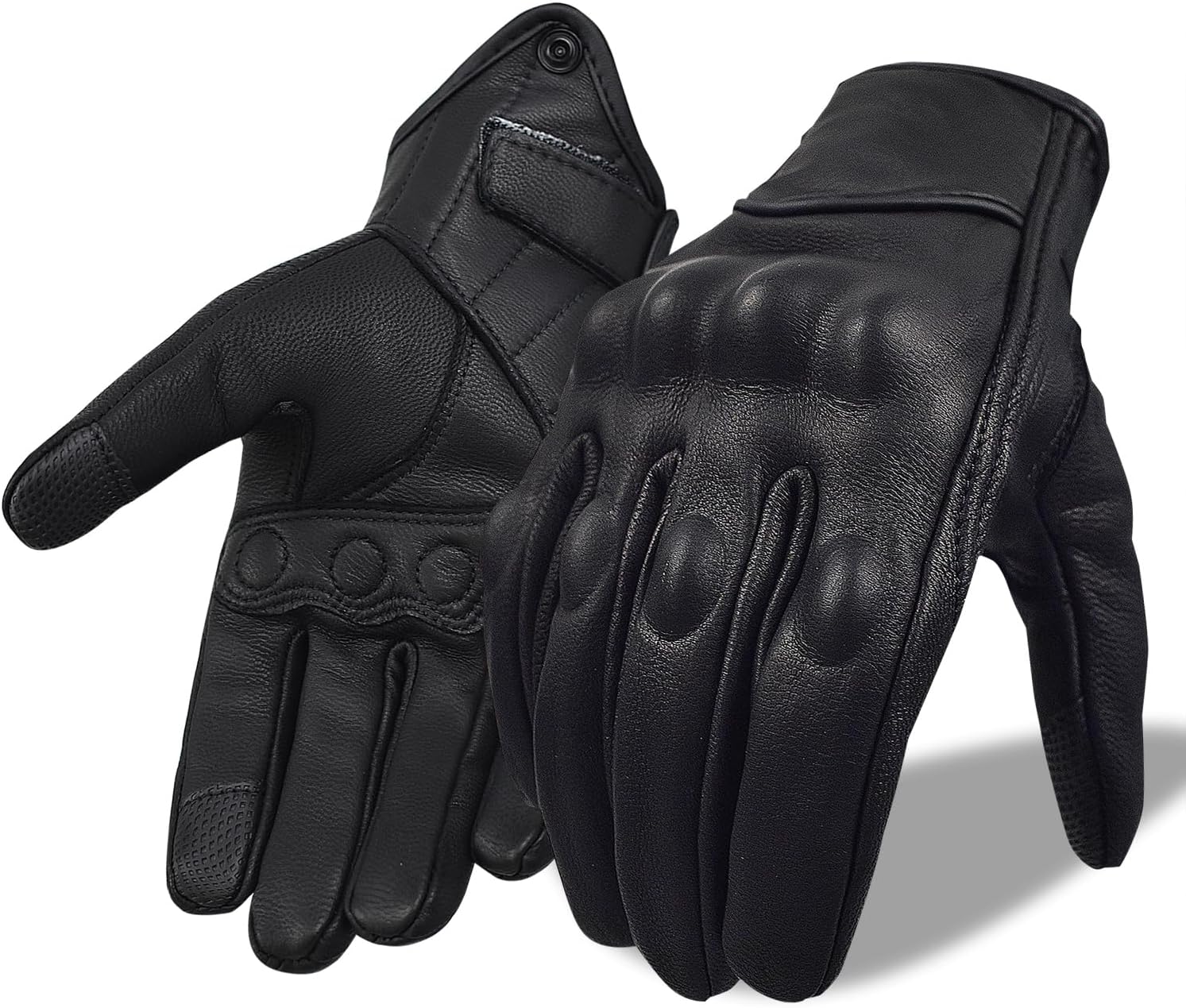 Guantes de cuero de cabra para hombres y mujeres, para pantalla táctil, para deportes de motor, guantes de equitación