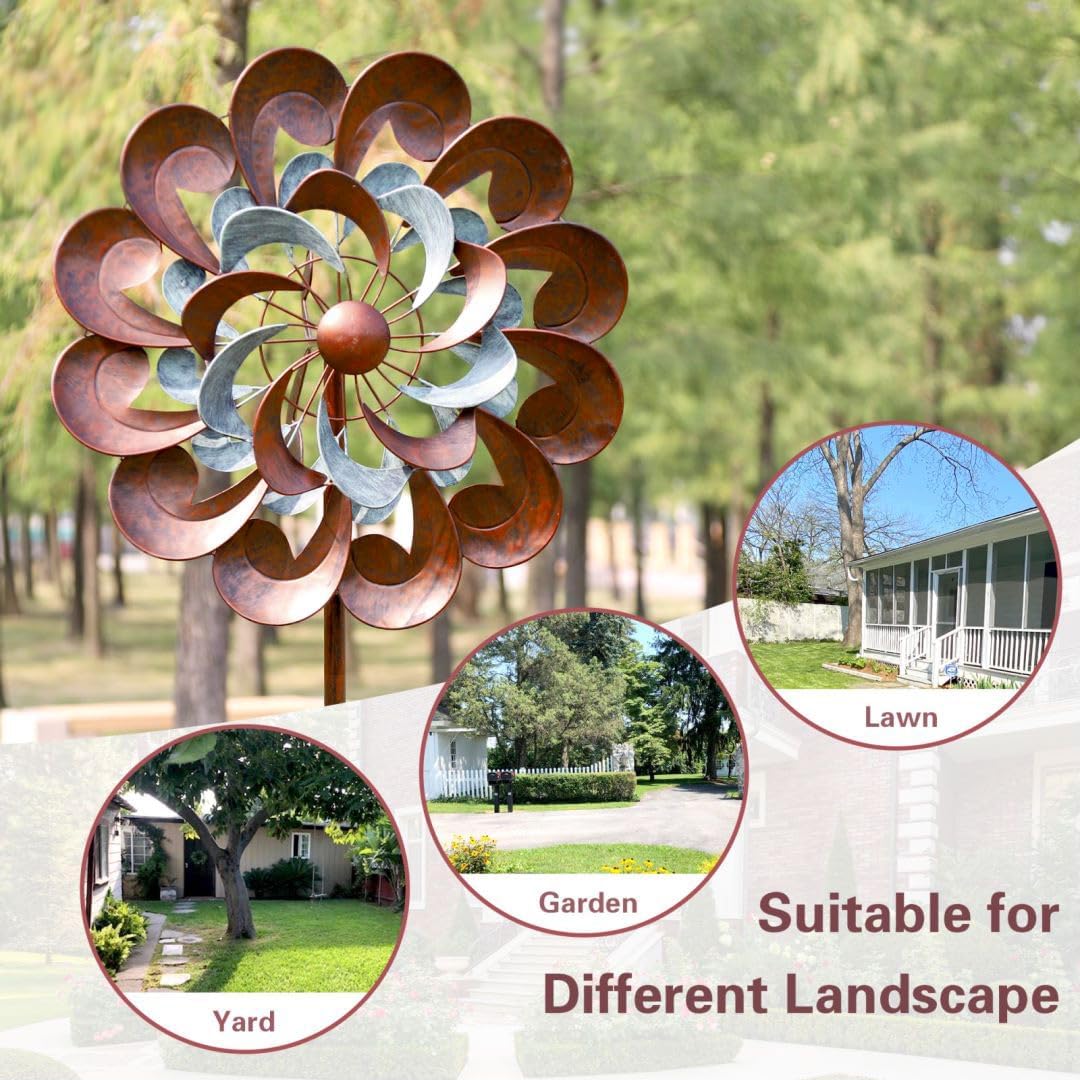 Molinillo de viento para decoración de jardín al aire libre, molinillos de viento para patio y jardín, esculturas de viento de cobre de 84 pulgadas