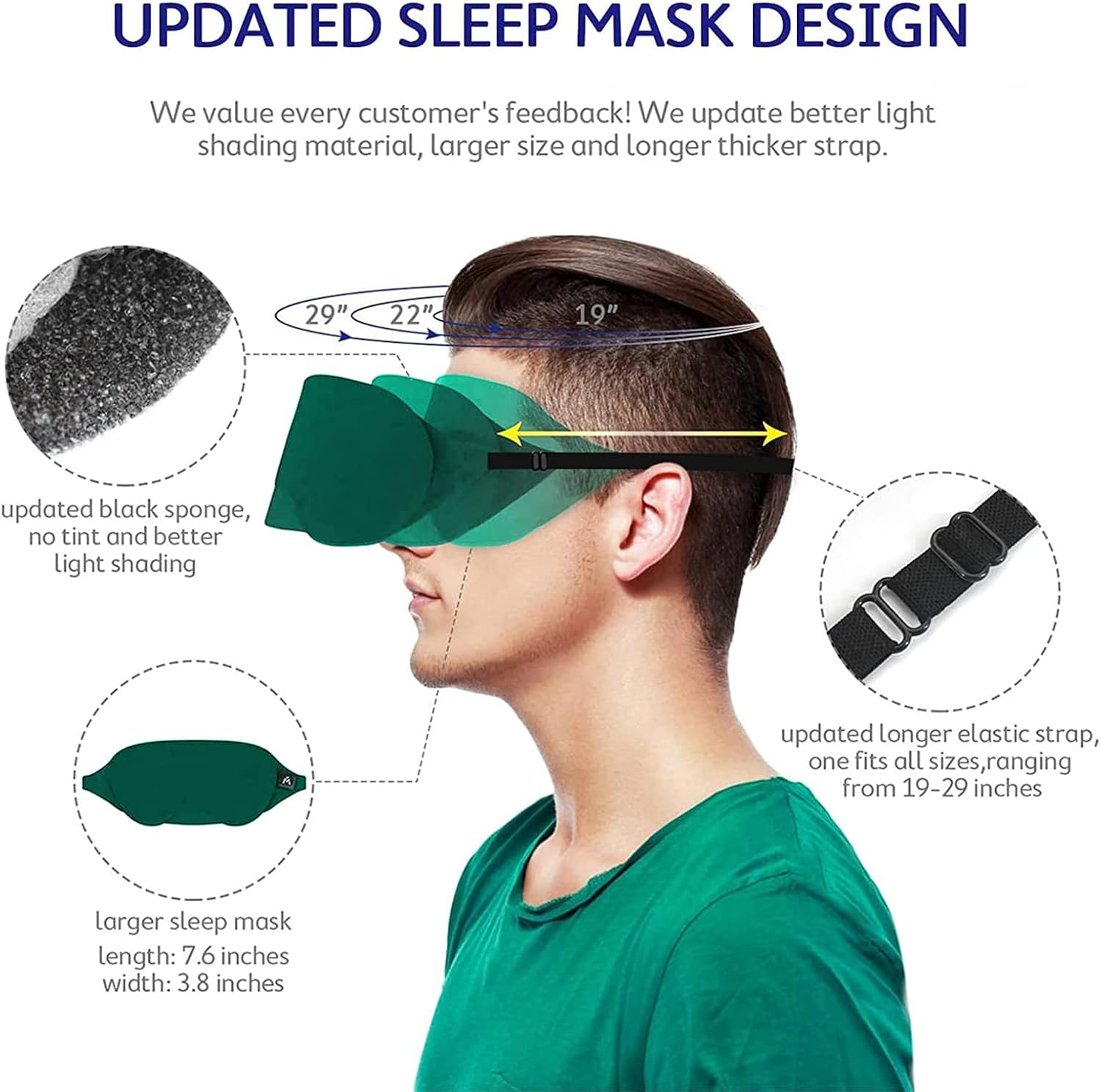 Mavogel Antifaz de algodón para dormir, transpirable, con bloqueo de luz, suave y cómoda para hombres y mujeres, cubierta de ojos para