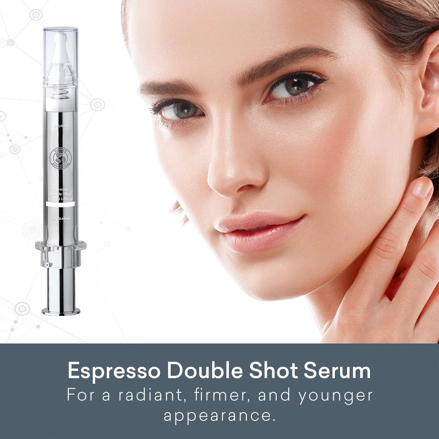 Suero de estiramiento facial instantáneo, Espresso Double Shot – Suero facial para apretar, rellenar y levantar que reduce las bolsas, arrugas y