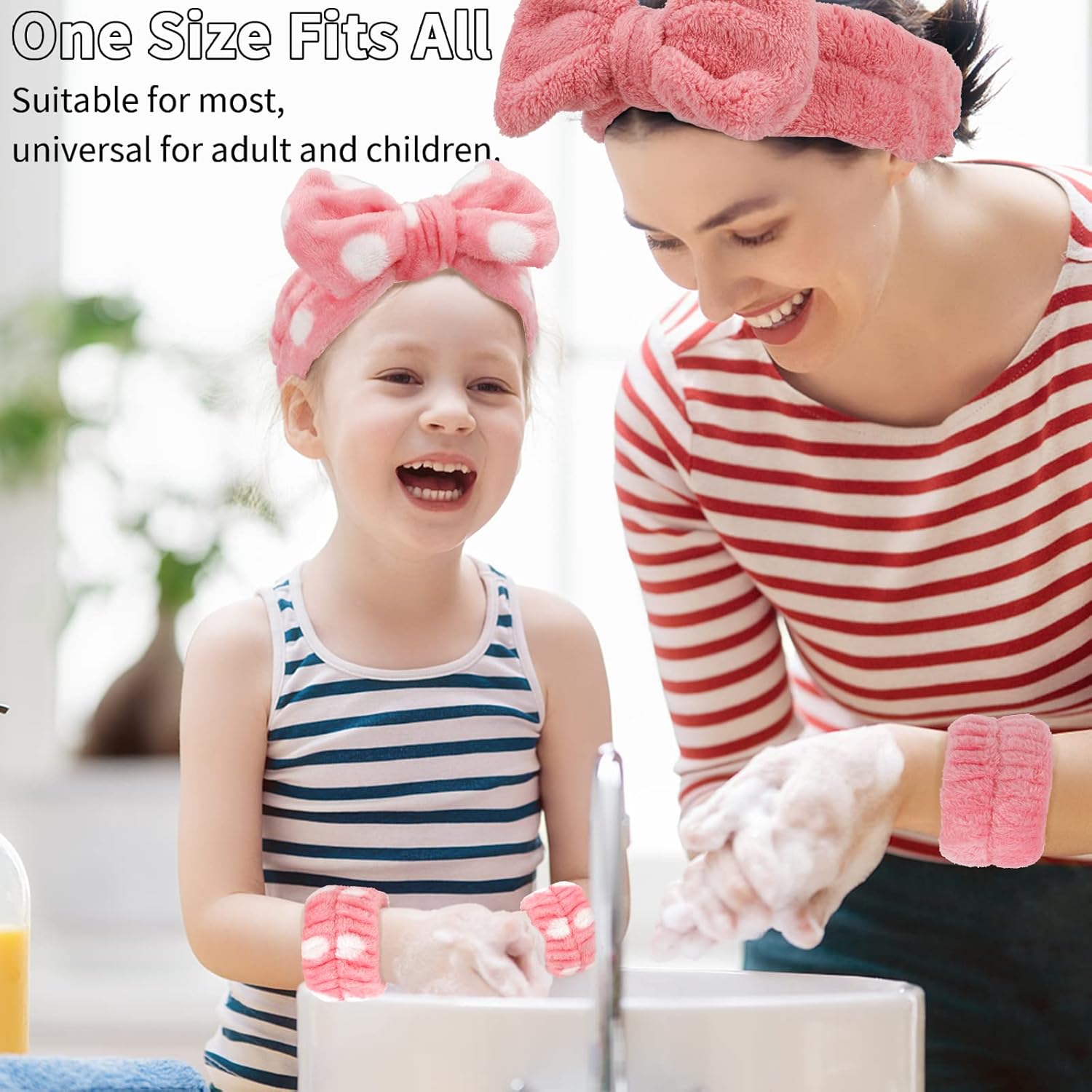 WHAVEL Juego de 6 diademas y muñequeras de spa, diadema para lavado de cara, para el cuidado de la piel, para lavar la cara
