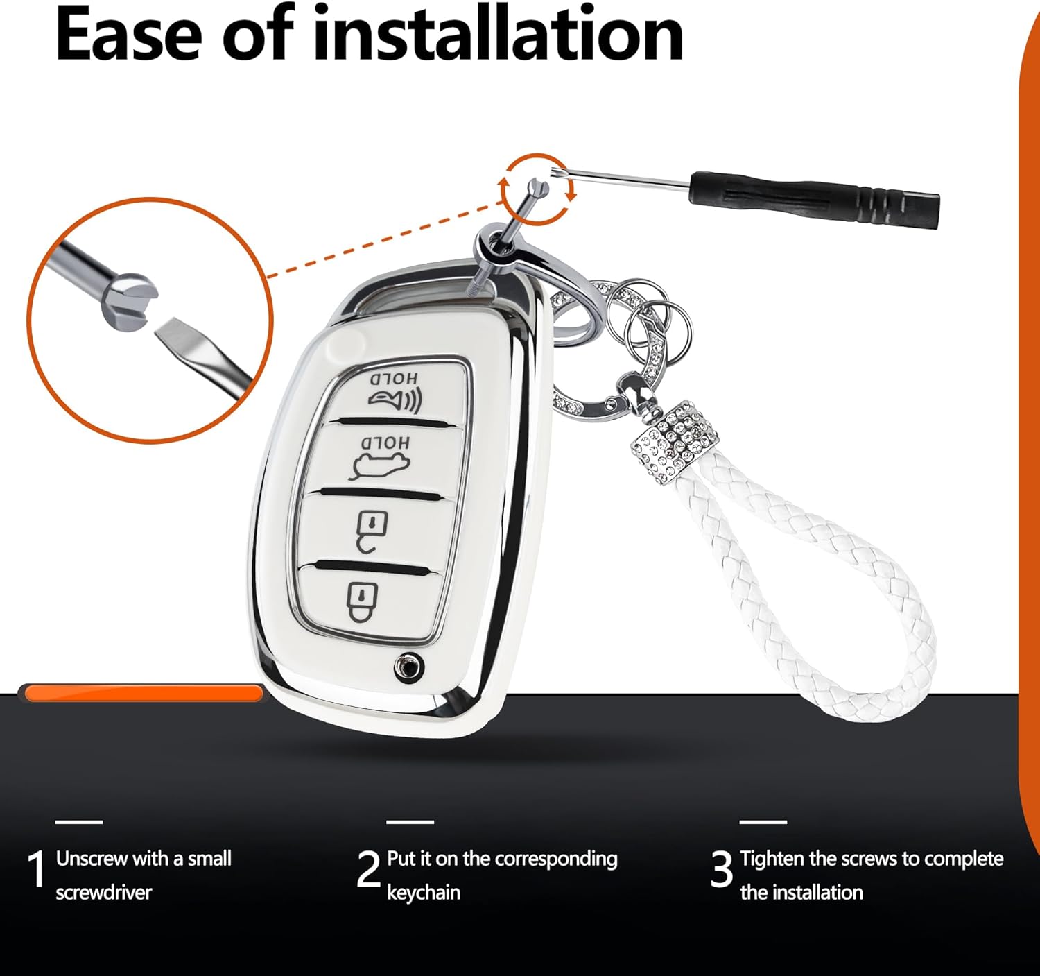 Funda para llavero Hyundai con llavero de diamante, apta para Hyundai Elantra Ioniq Sonata Tucson Elantra GT 34 botones Smart Key