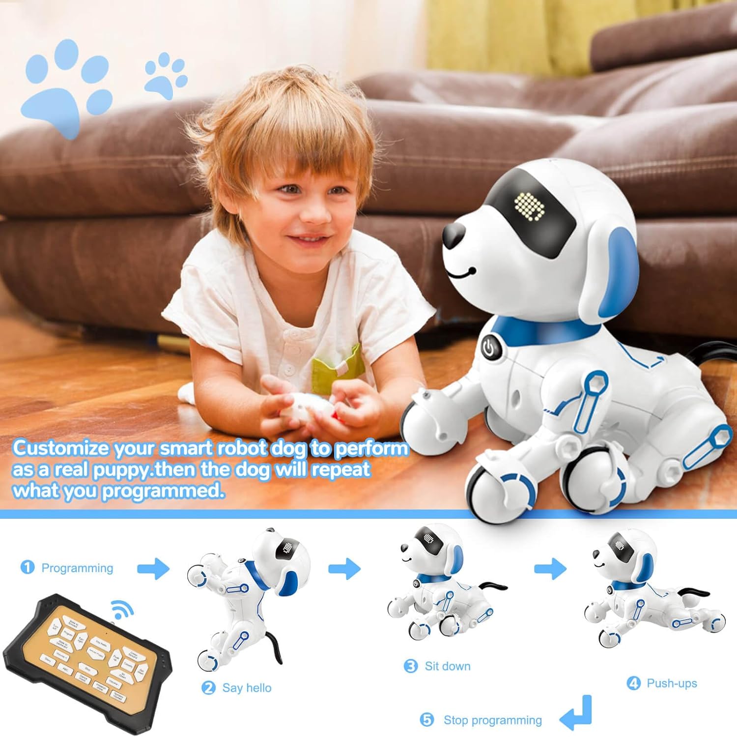 Juguetes robot para perros para niños de 8, 9, 10, 11, 12, perros con control remoto, perro robot para niños de 8 a 12 años, robot para mascotas,