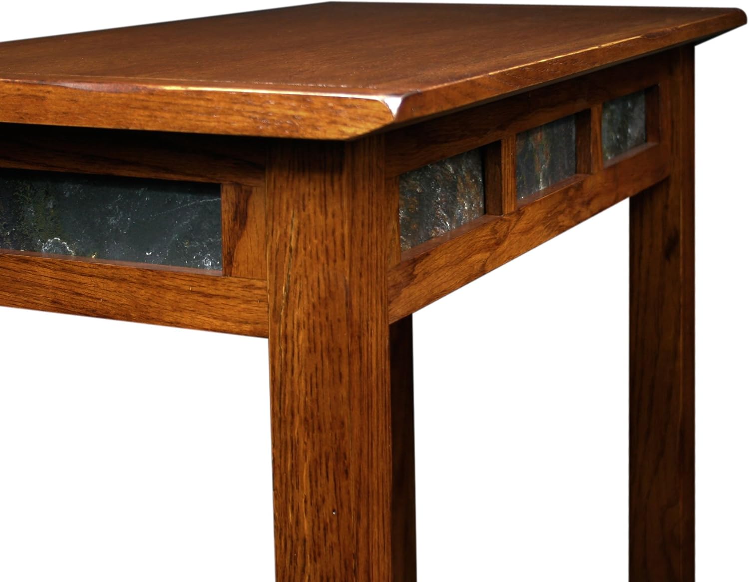 Leick Home 10060 Mesa auxiliar rústica con azulejos de pizarra y estante, roble rústico