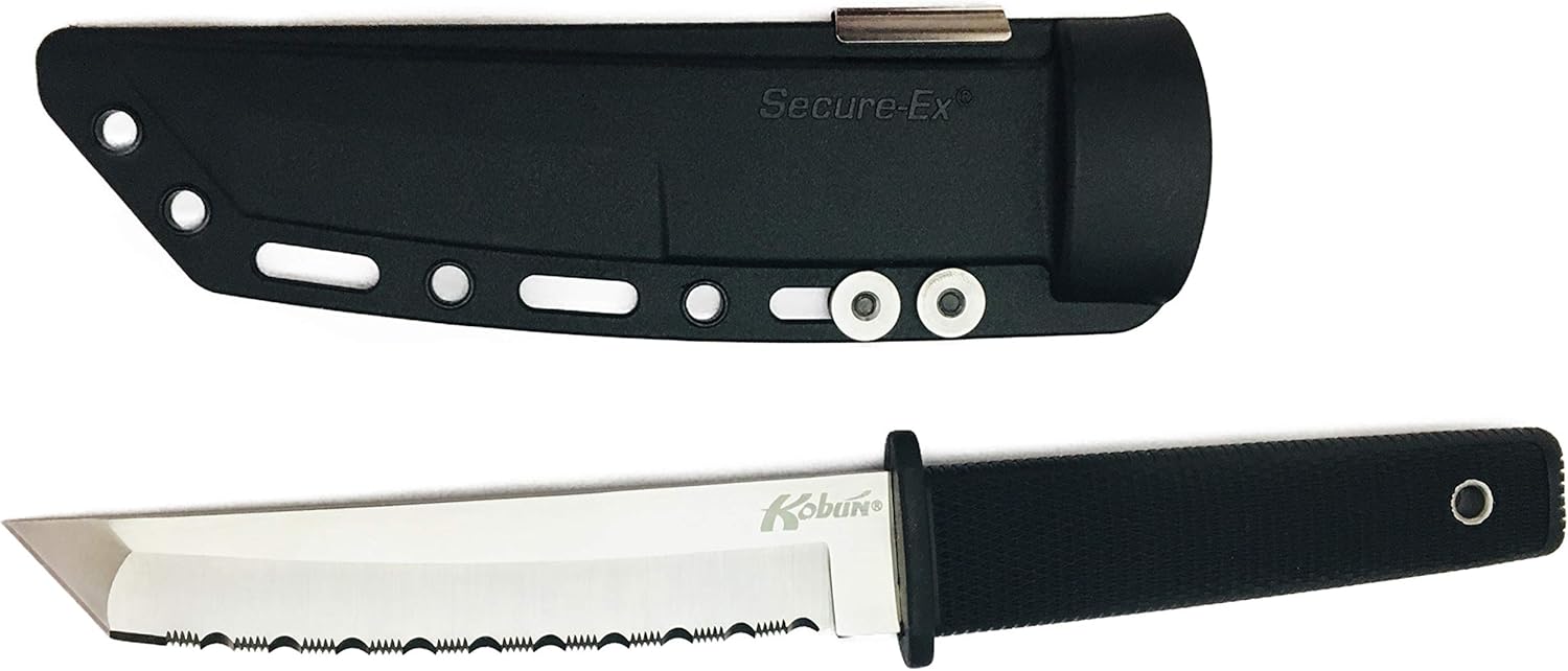 Cold Steel Kobun – Cuchillo táctico de hoja fija con funda, dentado, talla única