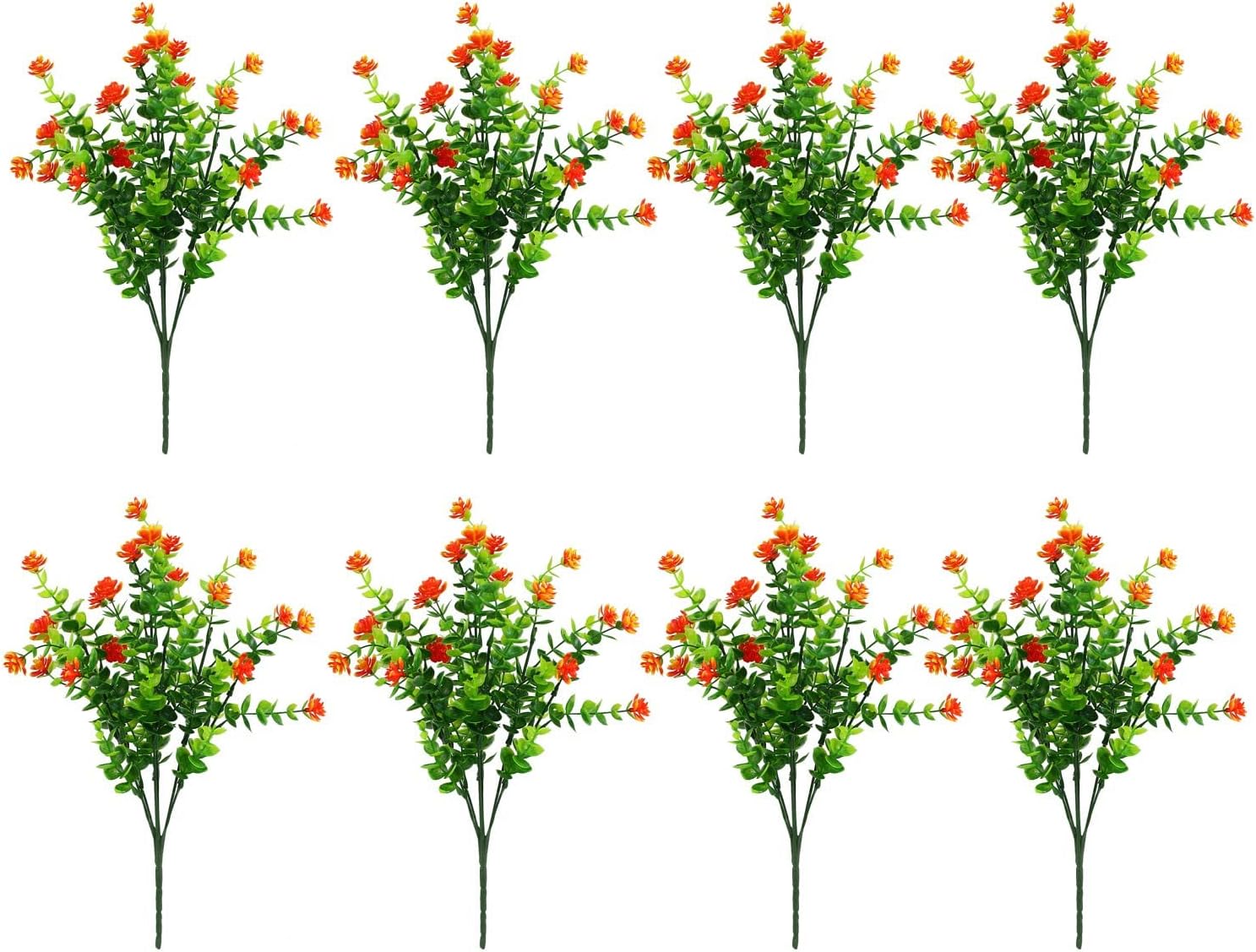 FRAKYEN 8 plantas de tallos falsos, resistentes a los rayos UV, no se decoloran, plantas de plástico sintético, plantas de interior, flores
