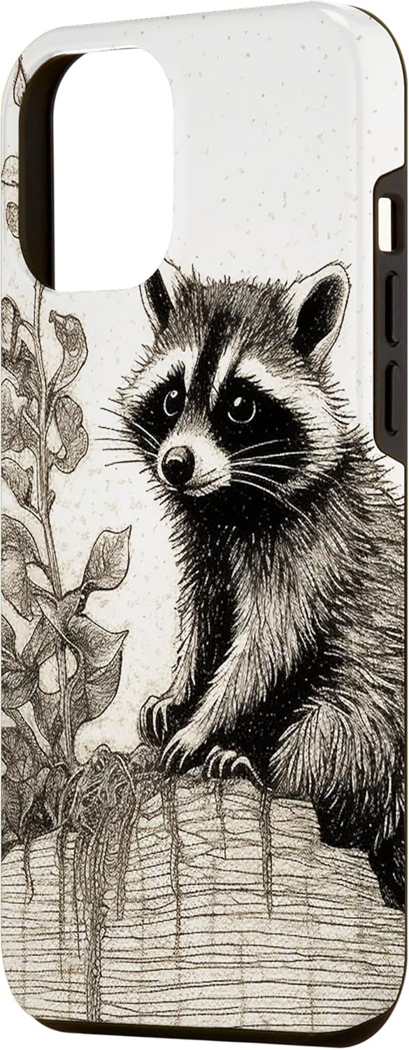 Funda minimalista con diseño de mapache para iPhone 13 Pro Max