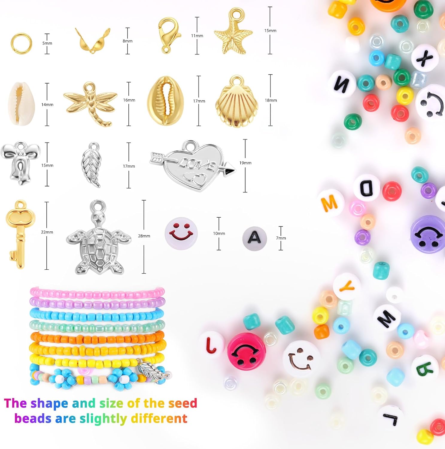 Funtopia Kit de 4000 cuentas de semillas de 0.157 pulgadas para hacer pulseras, cuentas de vidrio pequeñas de 24 colores para hacer joyas, kit de