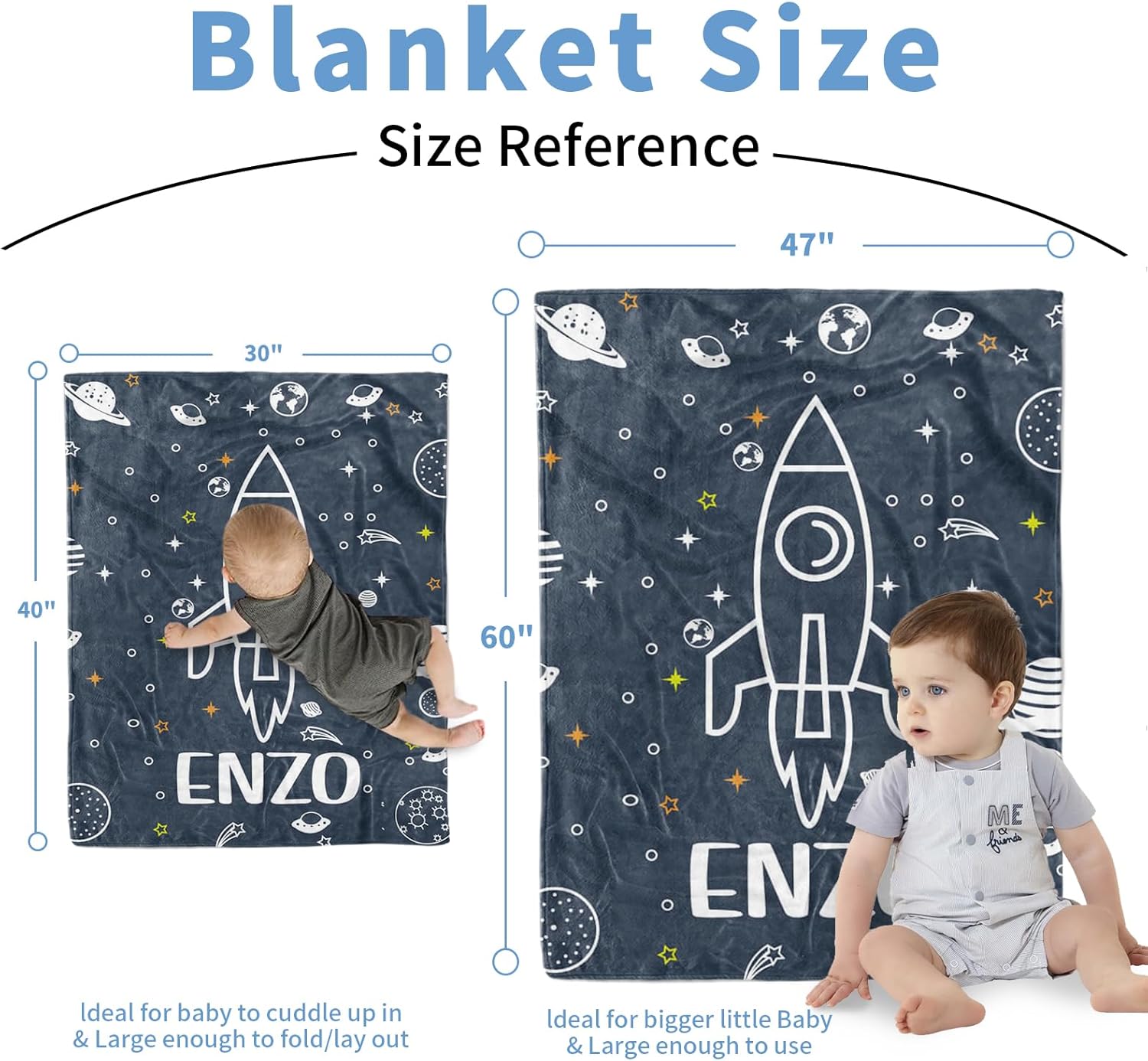 Manta de bebé personalizada para niños, manta de bebé personalizada con nombre, franela suave con respaldo de puntos de doble capa, manta de