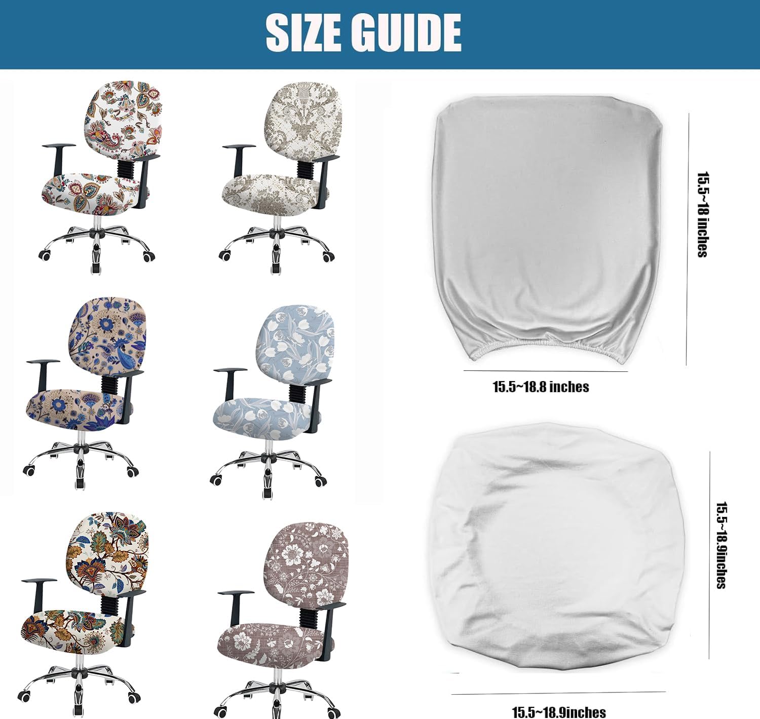 Funda para silla de oficina estampada elástica para silla de oficina de computadora, funda de respaldo de asiento giratoria de escritorio, funda de