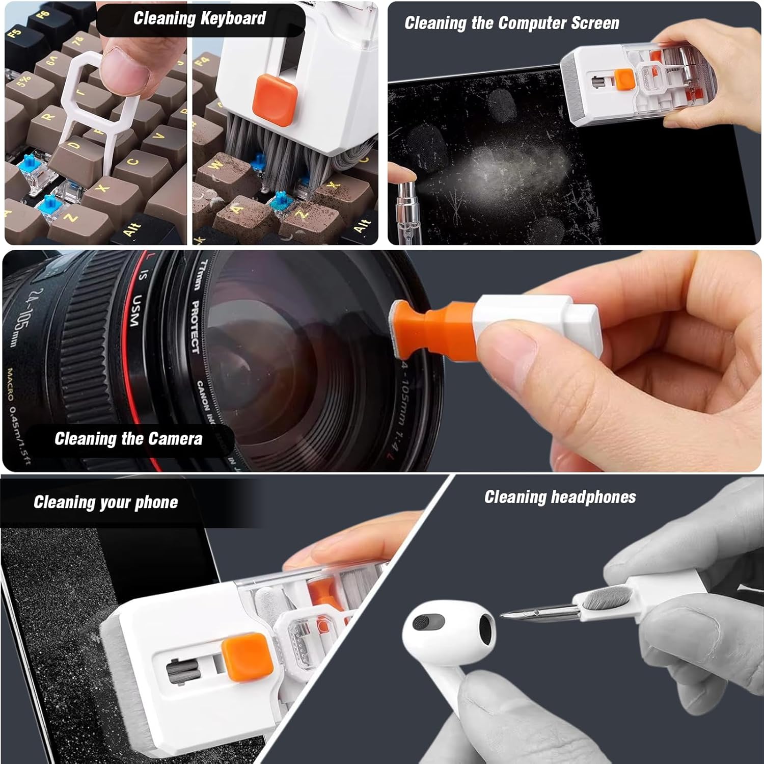 Kit de limpieza para Airpods, kit de limpieza de auriculares para Airpods Pro 1, 2, 3, kit de limpieza de teléfono con cepillo para limpiador de