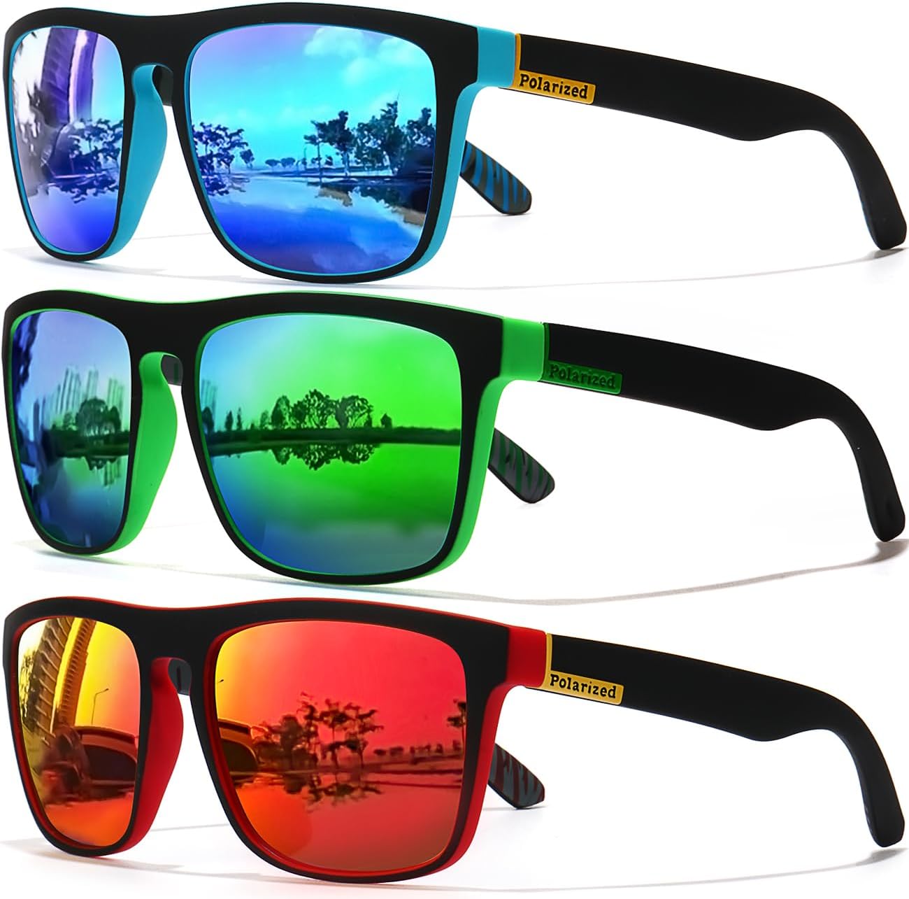 Lentes de sol polarizados para hombres y mujeres, para conducir, deportes, senderismo, gafas de sol, montura cuadrada clásica, protección UV400
