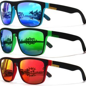 Lentes de sol polarizados para hombres y mujeres, para conducir, deportes, senderismo, gafas de sol, montura cuadrada clásica, protección UV400 Lentes de sol polarizados para hombres y mujeres, para conducir, deportes, senderismo, gafas de sol, montura cuadrada clásica, protección UV400