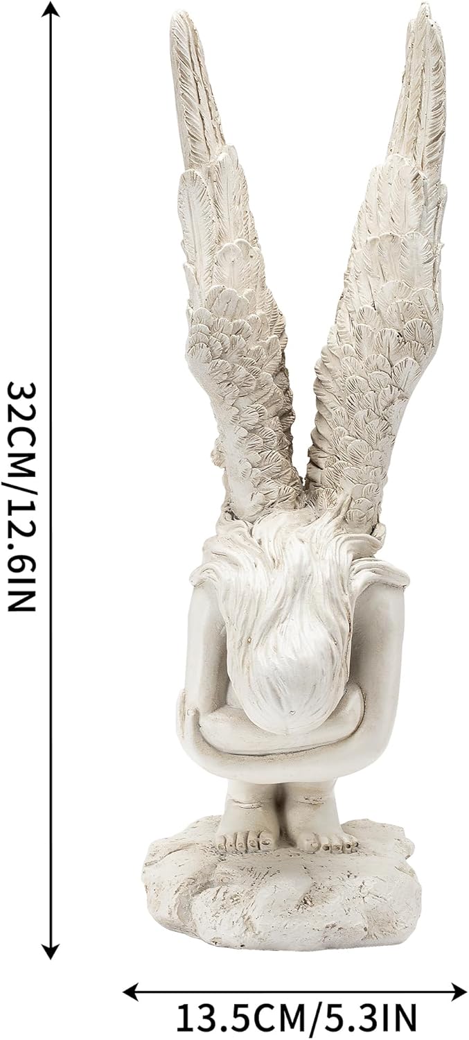 Le Penseur – Estatuas de ángel de redención pacífica para iglesia, patio, césped, jardín, patio, oración, adornos de hadas, estatuilla exterior,