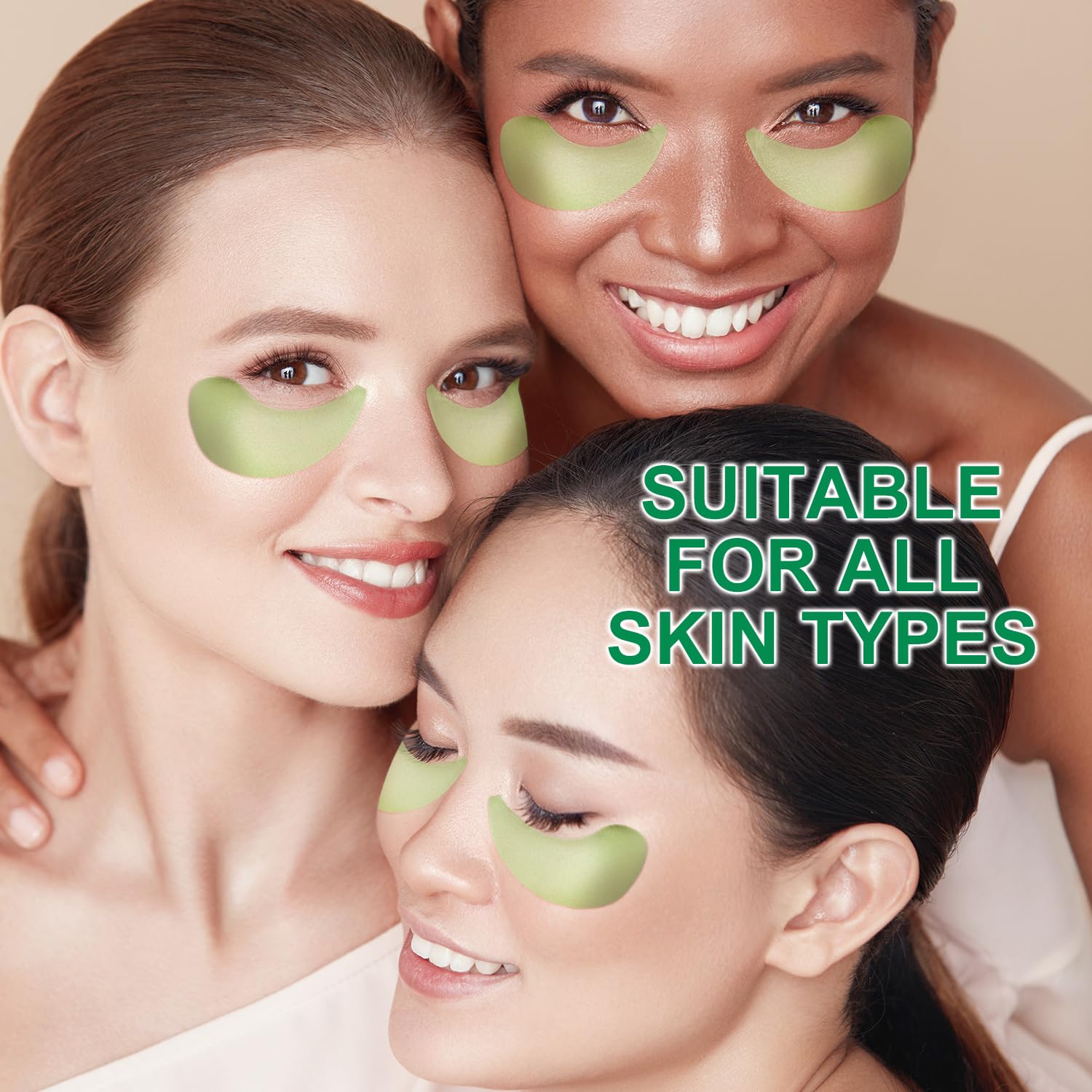 ROUSE Parches de algas verdes para debajo de los ojos, máscara de colágeno con algas marinas para bolsas debajo de los ojos, ojeras, almohadillas de
