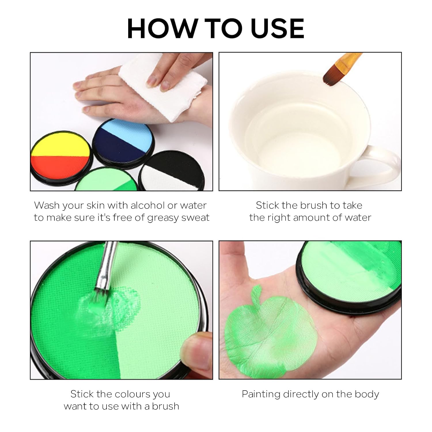 Base de maquillaje azul para la cara y el cuerpo, 1.06 onzas, color crema azul oscuro activada por agua, pintura corporal para rostro, maquillaje