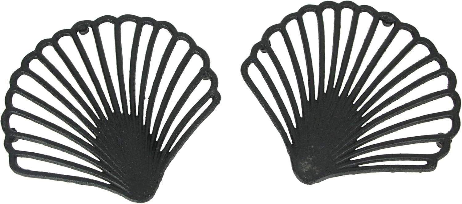Juego de 2 salvamanteles de conchas marinas, de hierro fundido, negro, accesorios de cocina, decoración del hogar