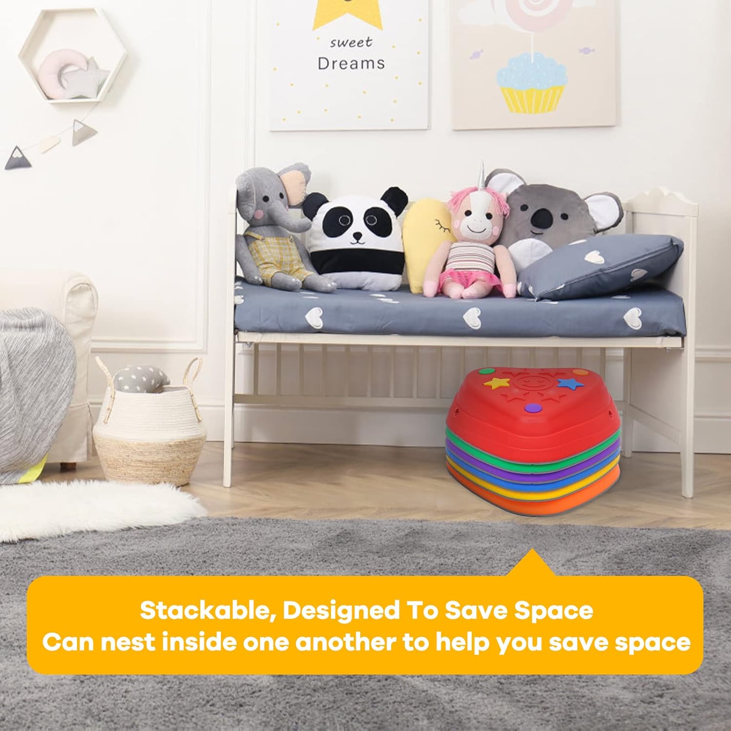 Juego de 6 piedras antideslizantes para niños, bloques de equilibrio para interiores y exteriores, equipo de fitness para niños, promueve la